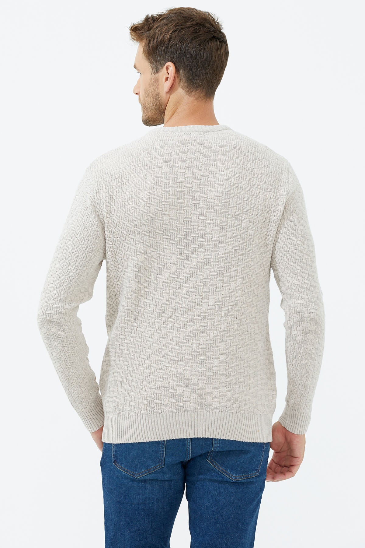 Sıfır Yaka Triko Kazak - Bej (4) Sementa