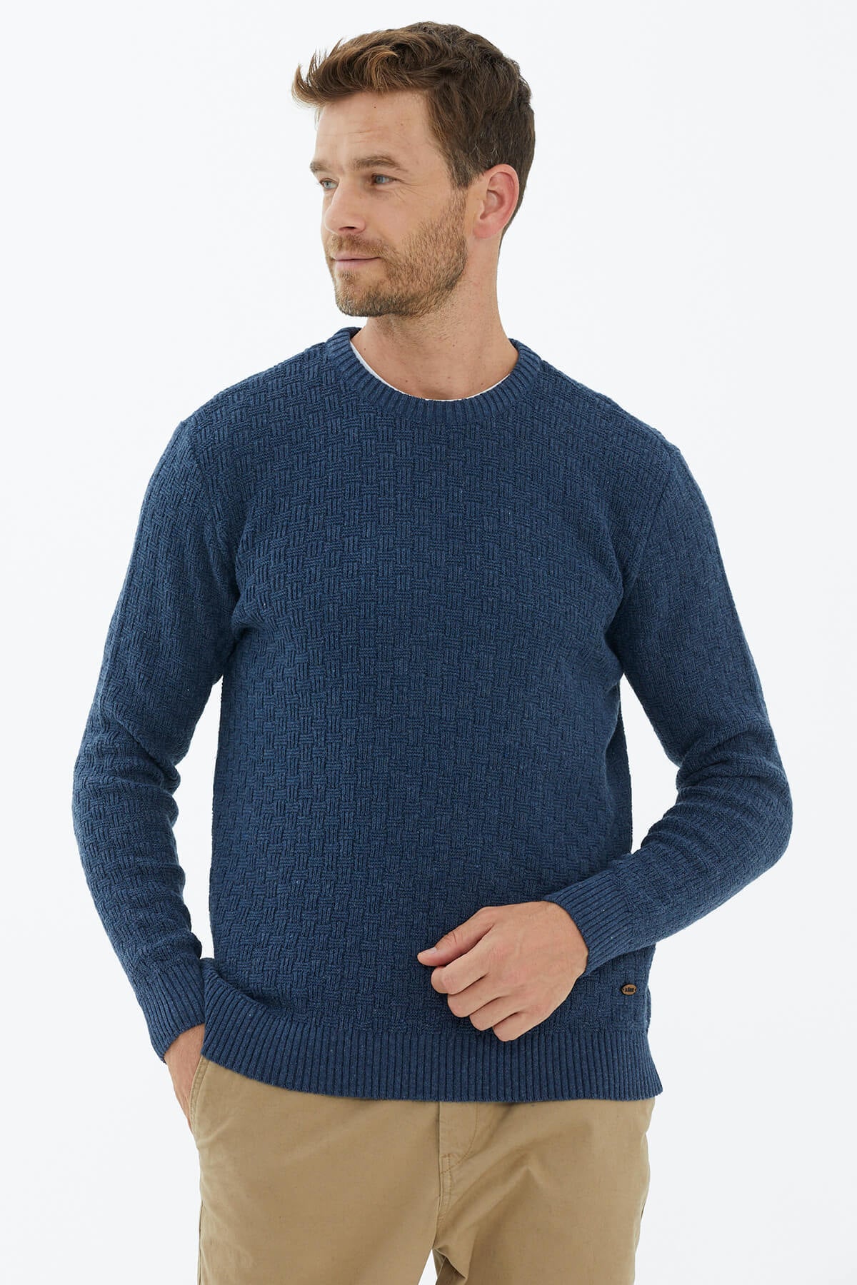 Sıfır Yaka Triko Kazak - Indigo (2) Sementa