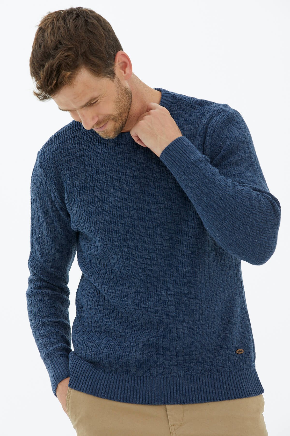 Sıfır Yaka Triko Kazak - Indigo (3) Sementa