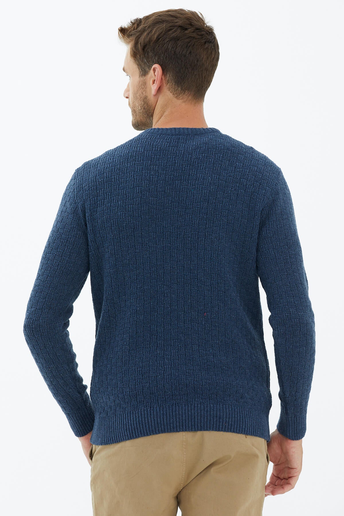 Sıfır Yaka Triko Kazak - Indigo (4) Sementa