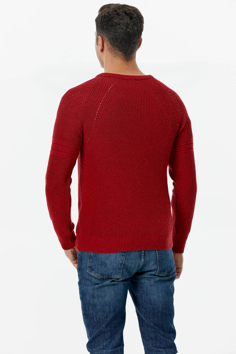 Sıfır Yaka Triko Kazak - Kırmızı (5) Sementa