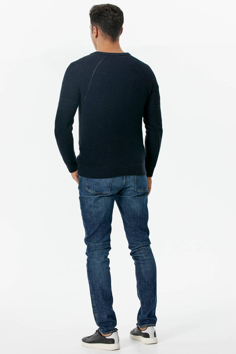 Sıfır Yaka Triko Kazak - Lacivert (5) Sementa