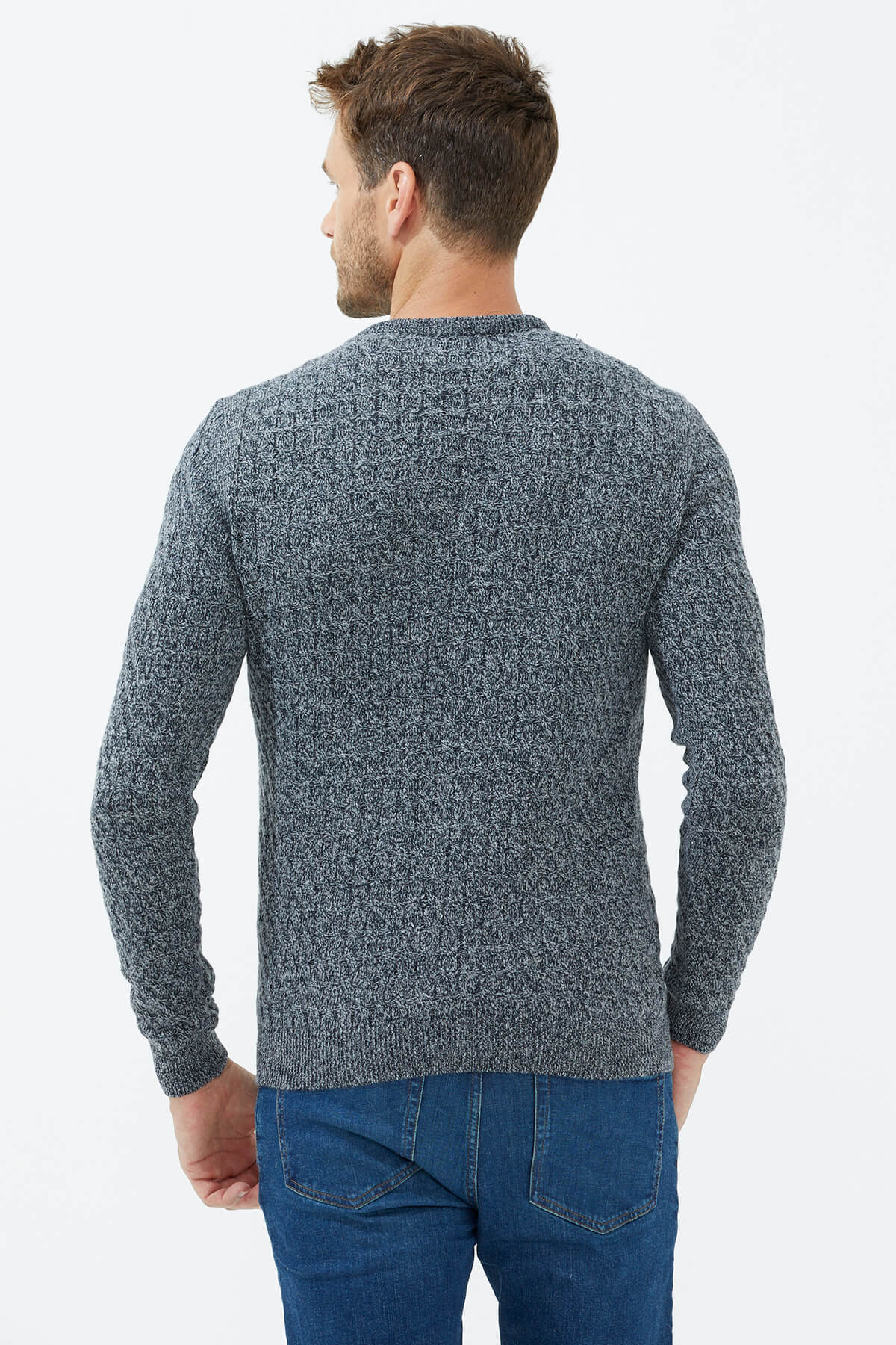 Sıfır Yaka Triko Kazak - Lacivert (4) Sementa