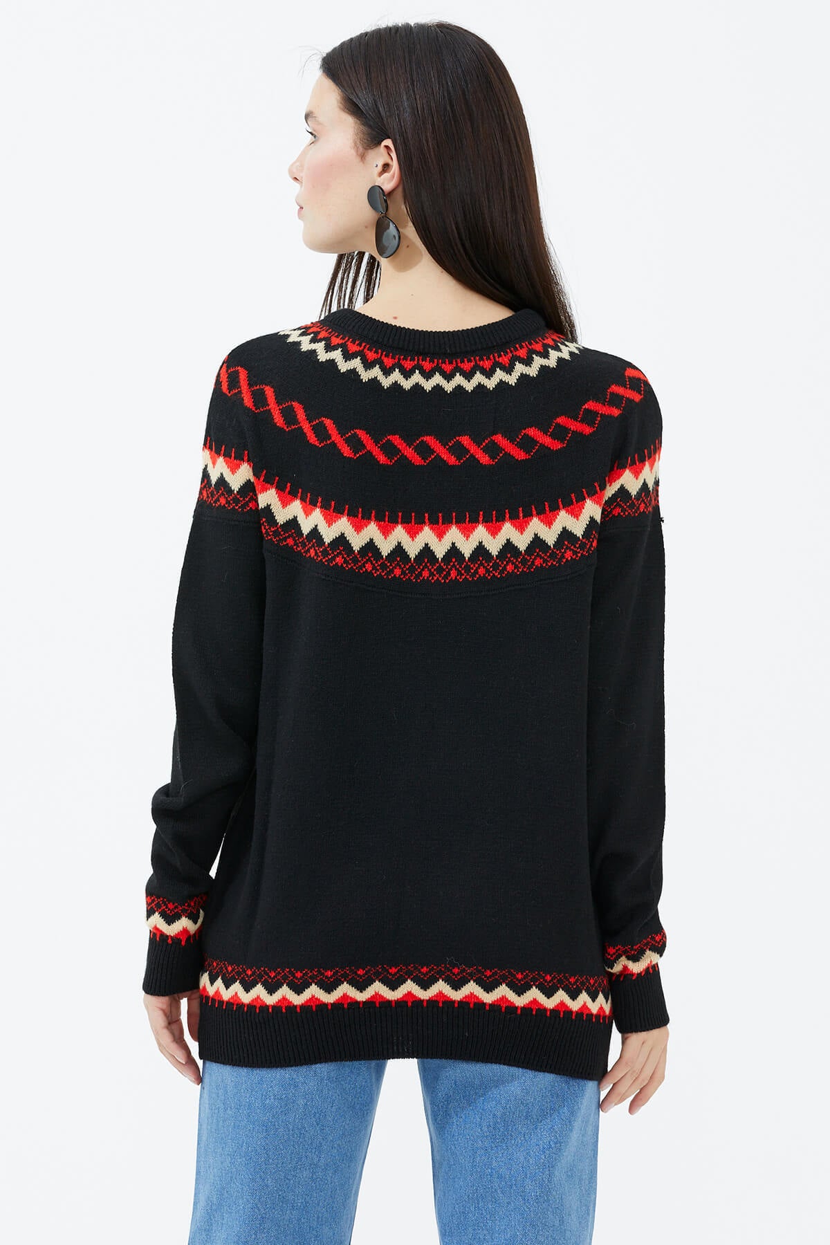 Sıfır Yaka Triko Kazak - Siyah (4) Sementa