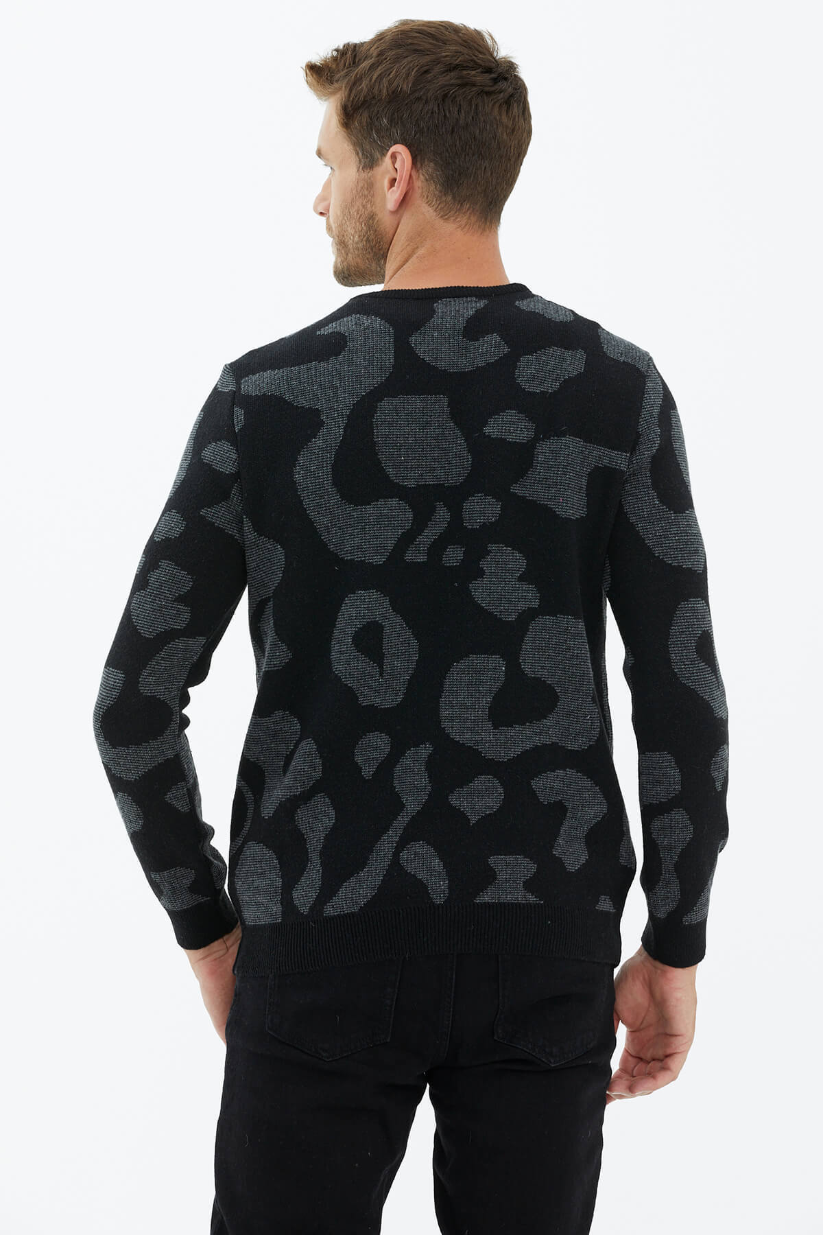 Sıfır Yaka Triko Kazak - Siyah (4) Sementa