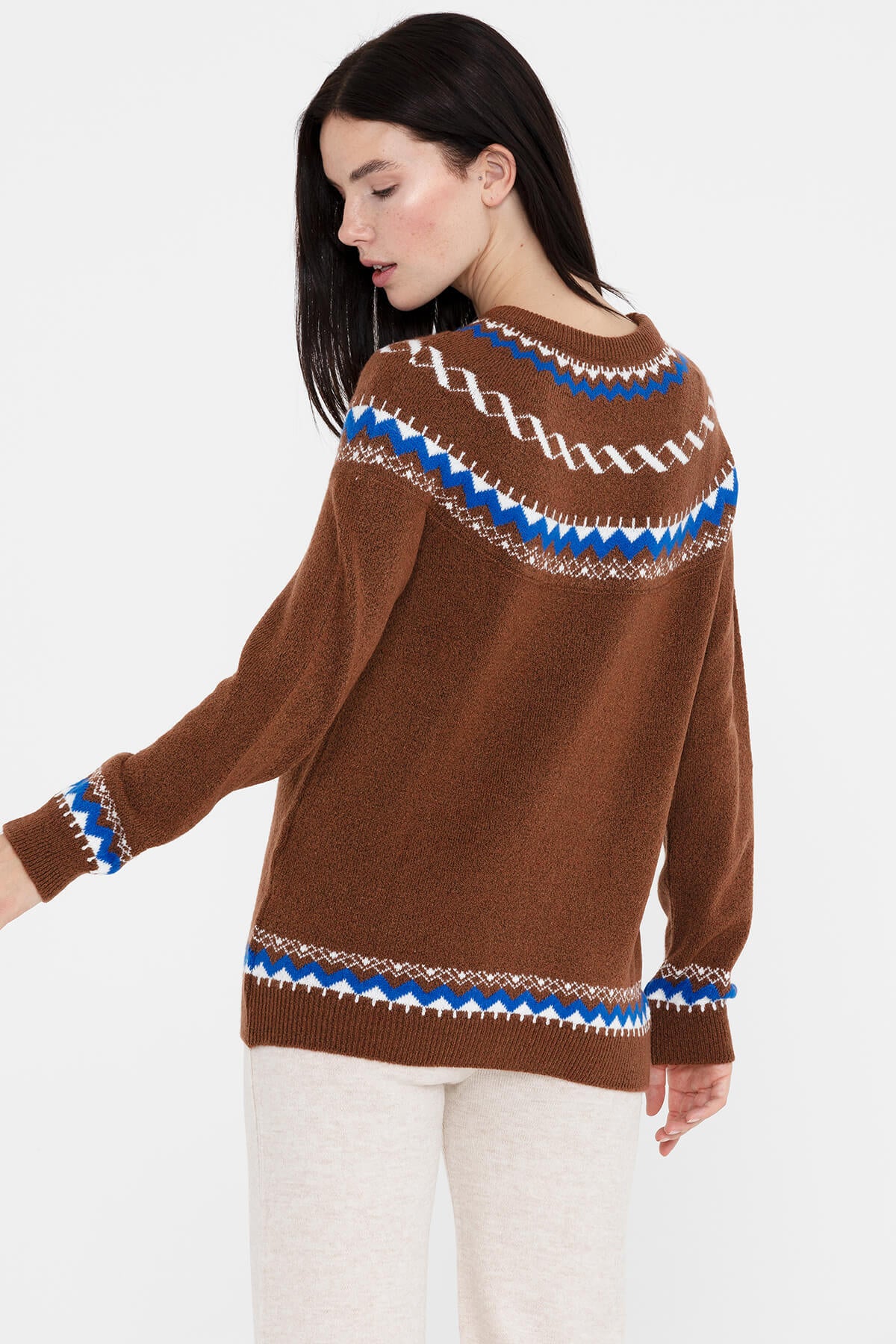 Sıfır Yaka Triko Kazak - Taba (4) Sementa