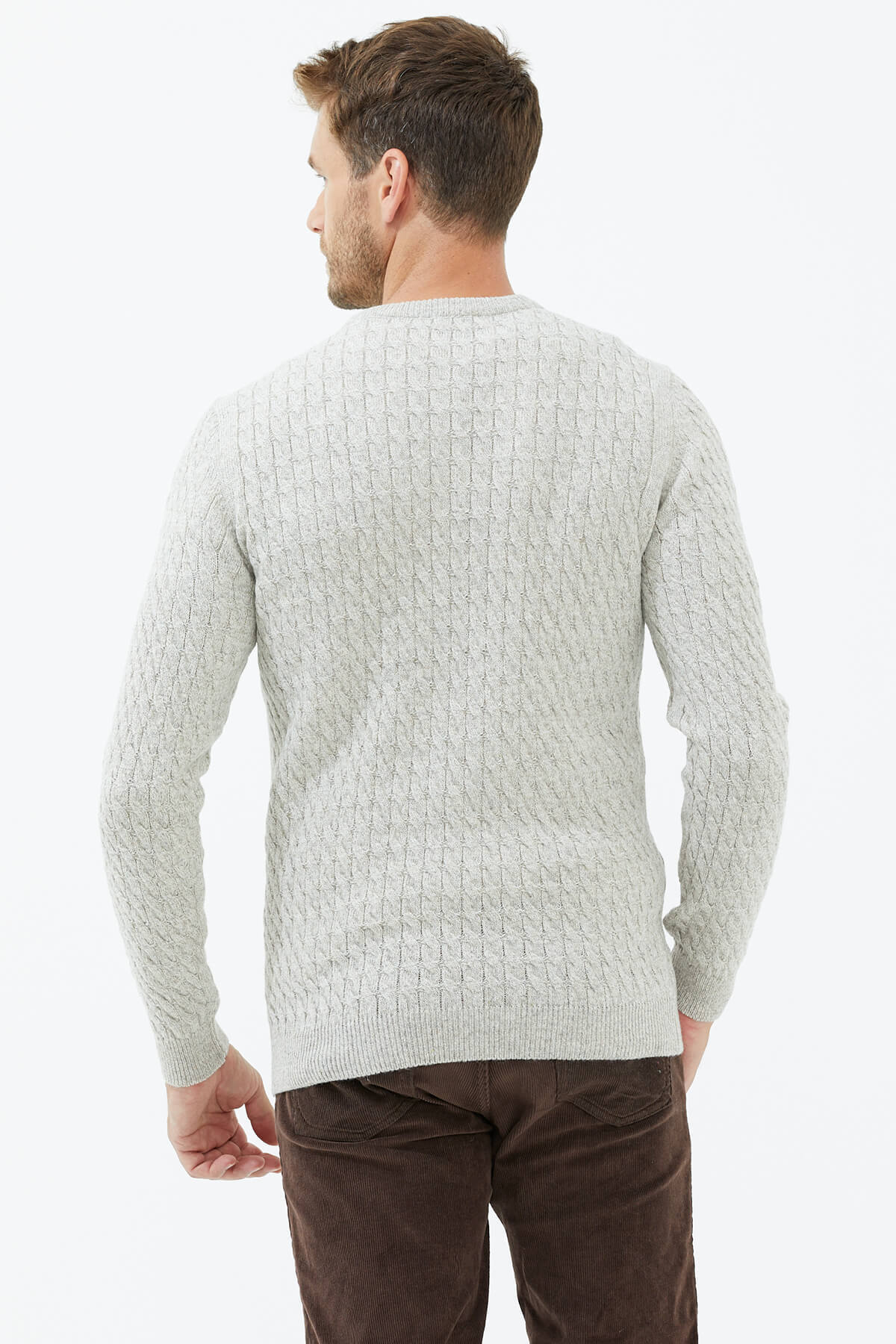 Sıfır Yaka Triko Kazak - Vizon (4) Sementa