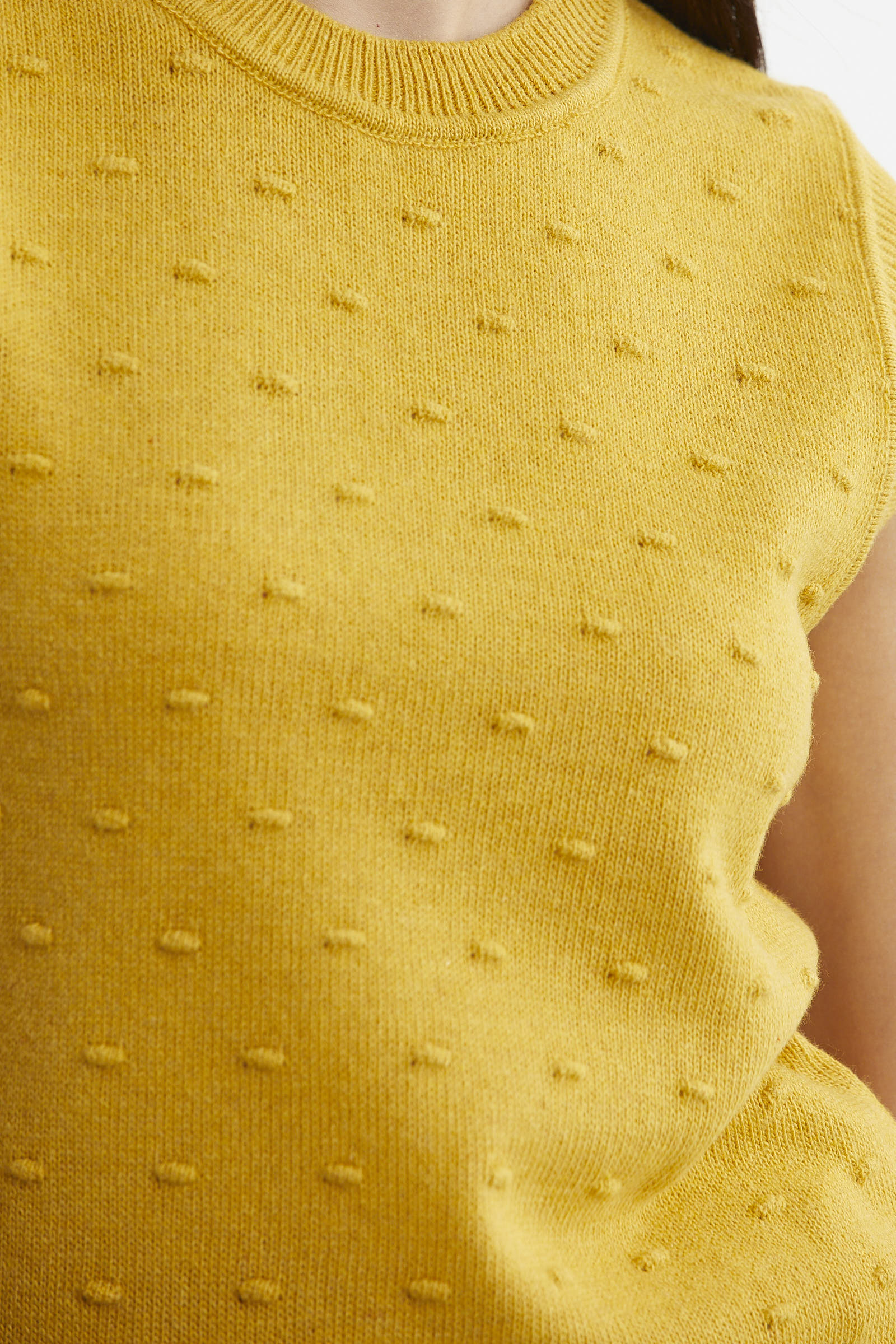 Sıfır Yaka Yünlü Triko Süveter - Sarı - Sementa