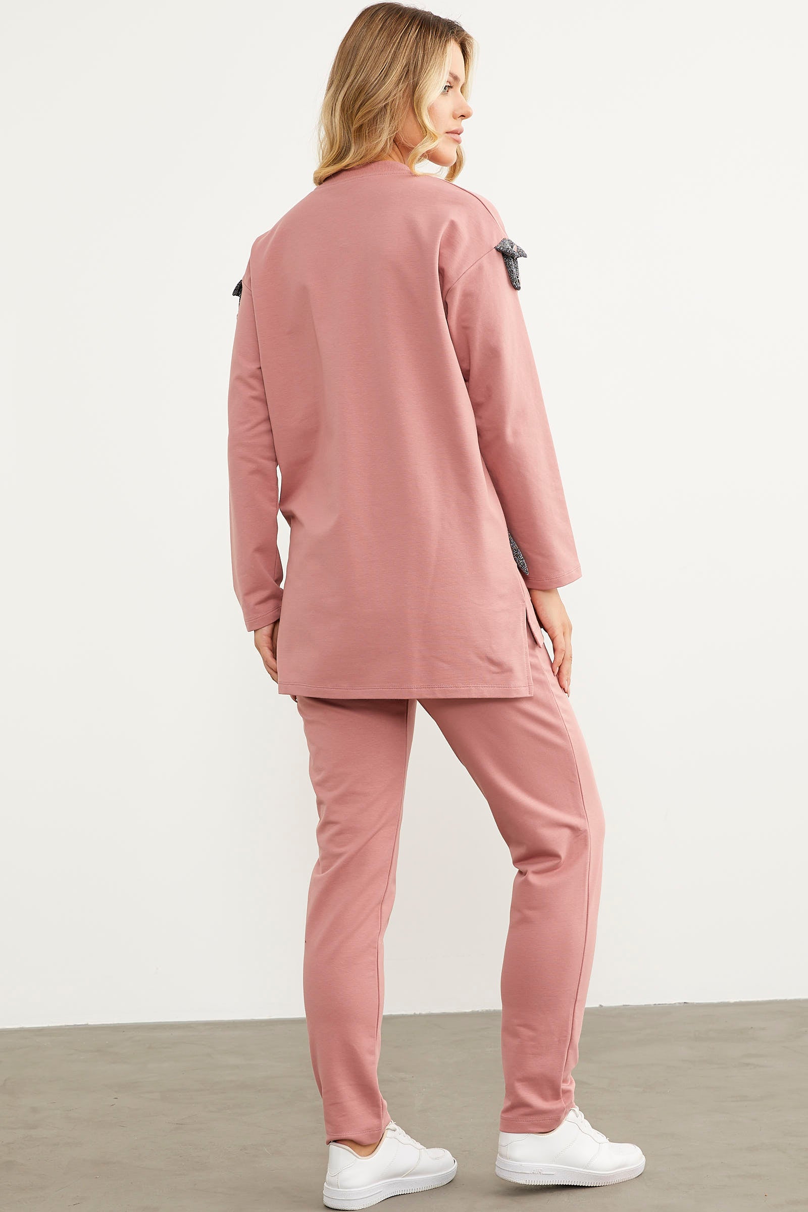 Sim Kumaş Kombinli Fermuarlı Takım - Gül (8) Sementa