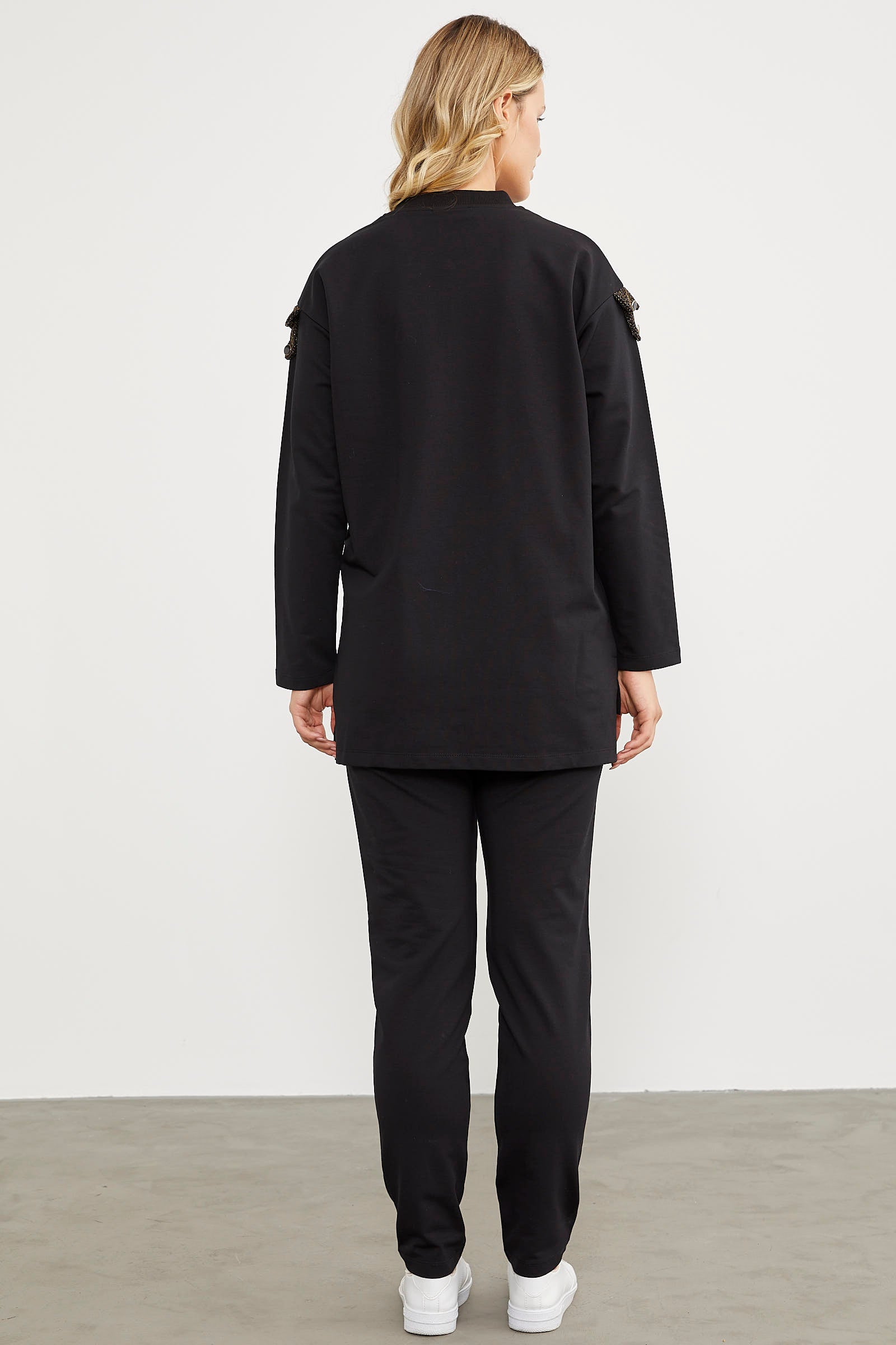 Sim Kumaş Kombinli Fermuarlı Takım - Siyah (8) Sementa