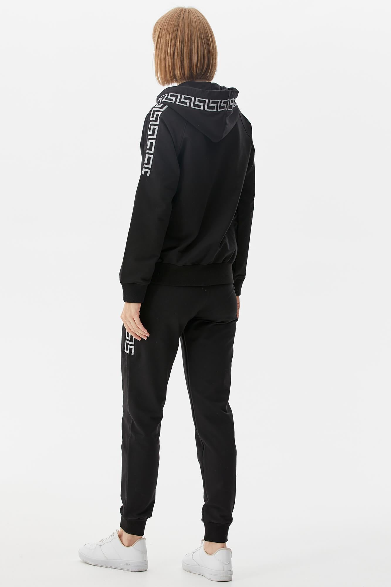 Sim Örgü Detaylı Kapüşonlu Eşofman Takım - Siyah (6) Sementa