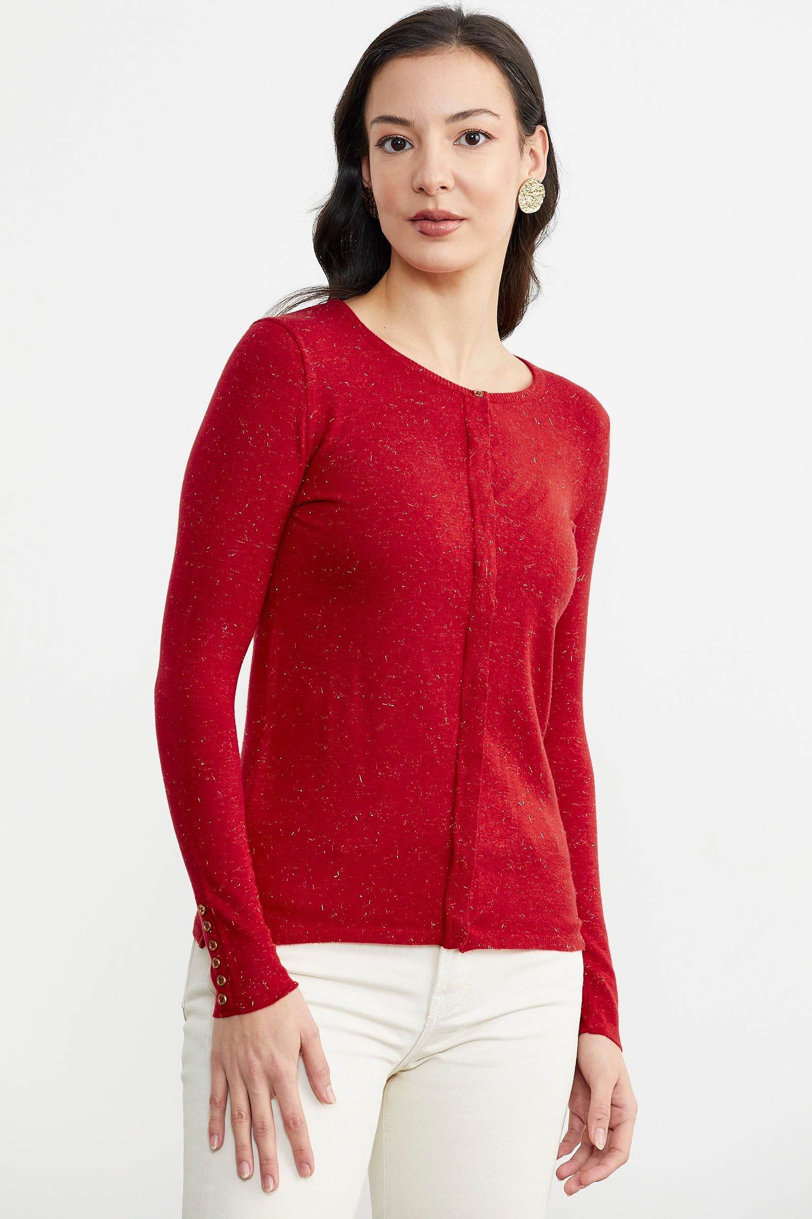 Simli Basic Triko Hırka - Kırmızı (1) Sementa