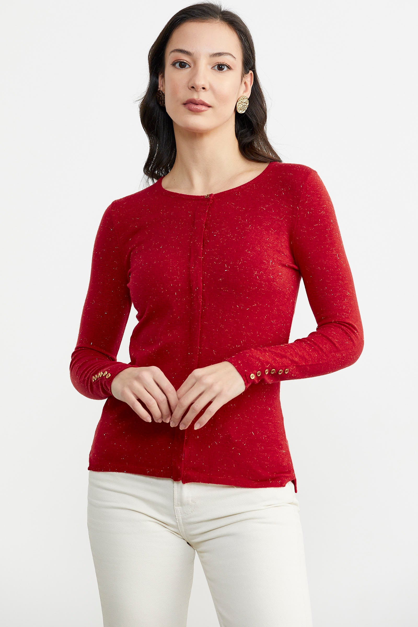 Simli Basic Triko Hırka - Kırmızı (4) Sementa