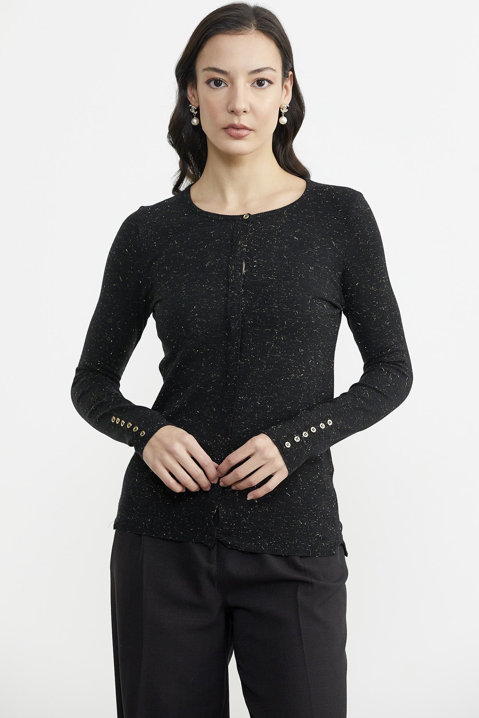 Simli Basic Triko Hırka - Siyah (3) Sementa