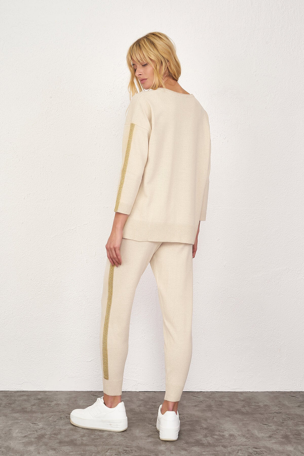 Simli Triko Takım - Krem (3) Sementa