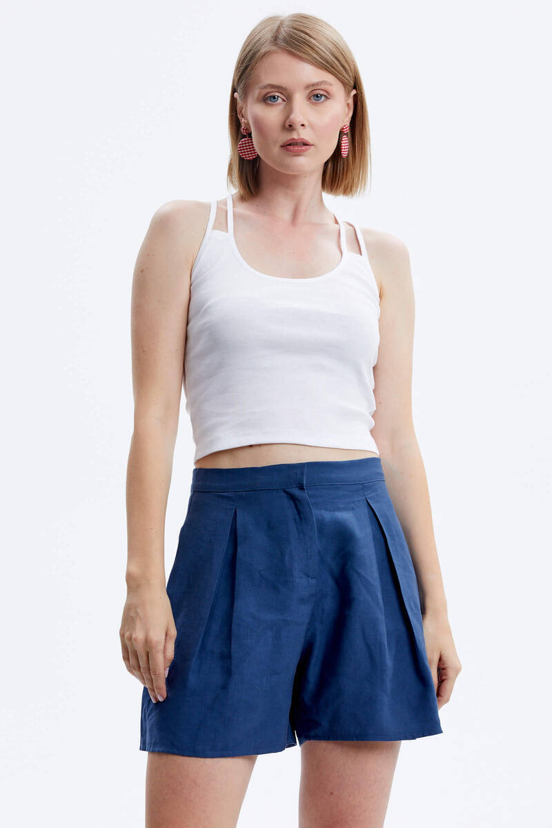 Sırt Detaylı Crop Tshirt - Beyaz (1) Sementa