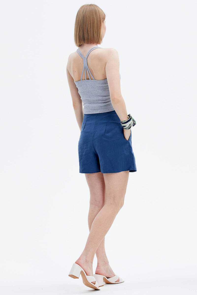 Sırt Detaylı Crop Tshirt - Gri (5) Sementa