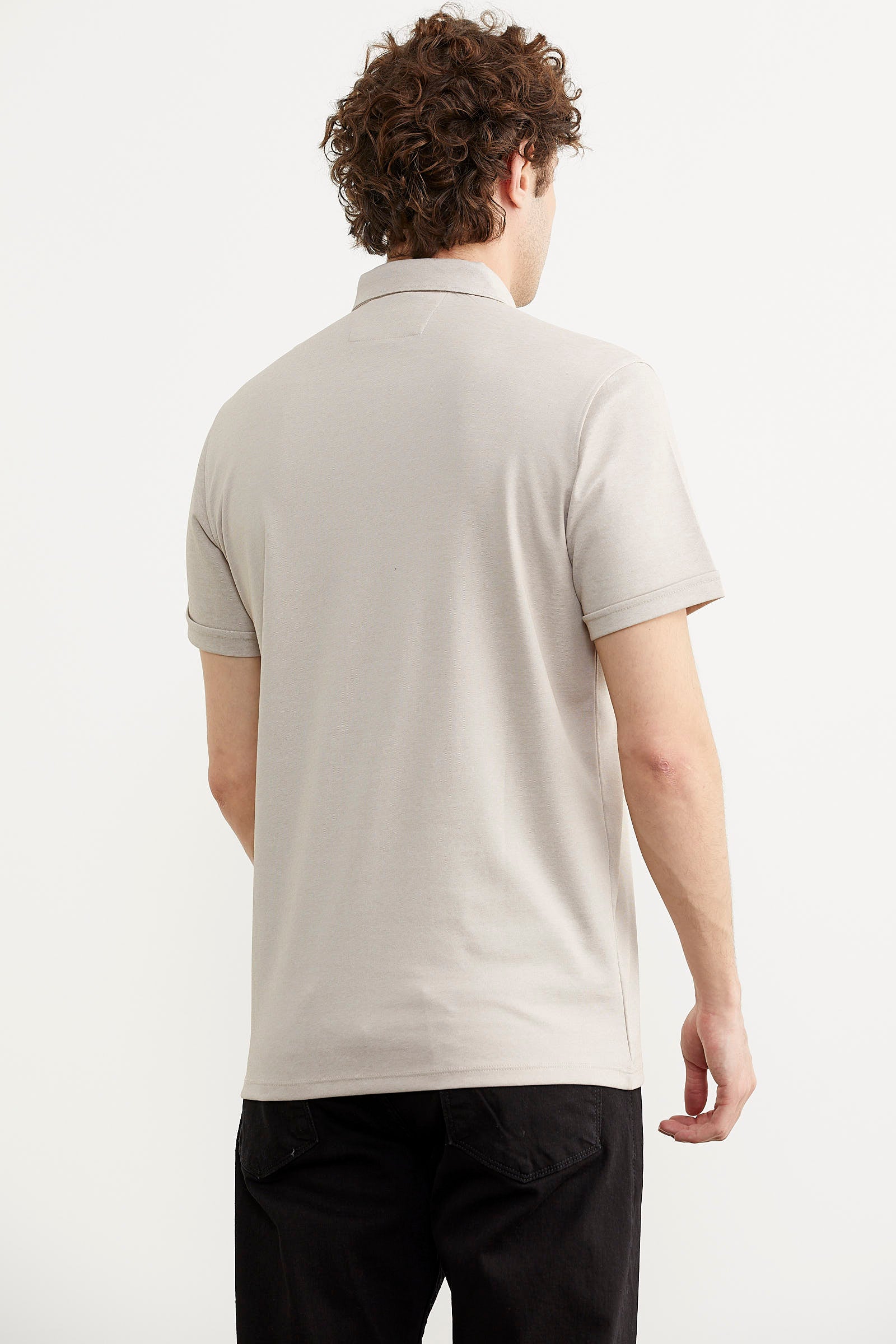 Slim Fit Düğmeli Polo Yaka Tişört - Bej (5) Sementa