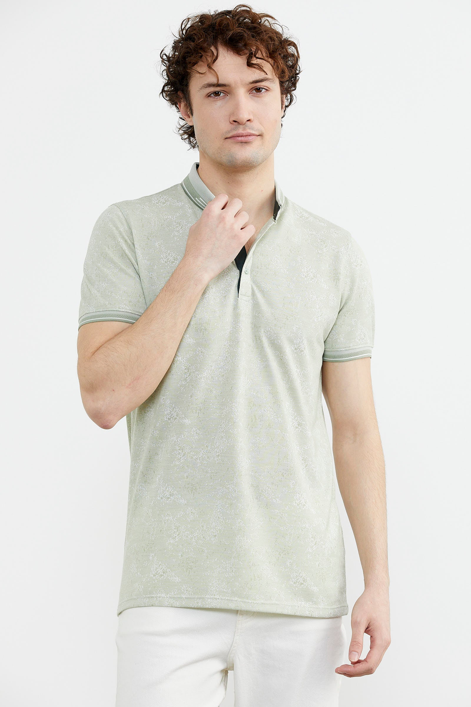 Slim Fit Triko Polo Yaka Tişört - Yeşil (2) Sementa