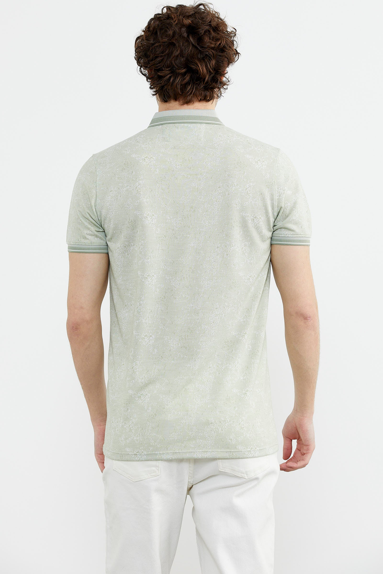 Slim Fit Triko Polo Yaka Tişört - Yeşil (4) Sementa