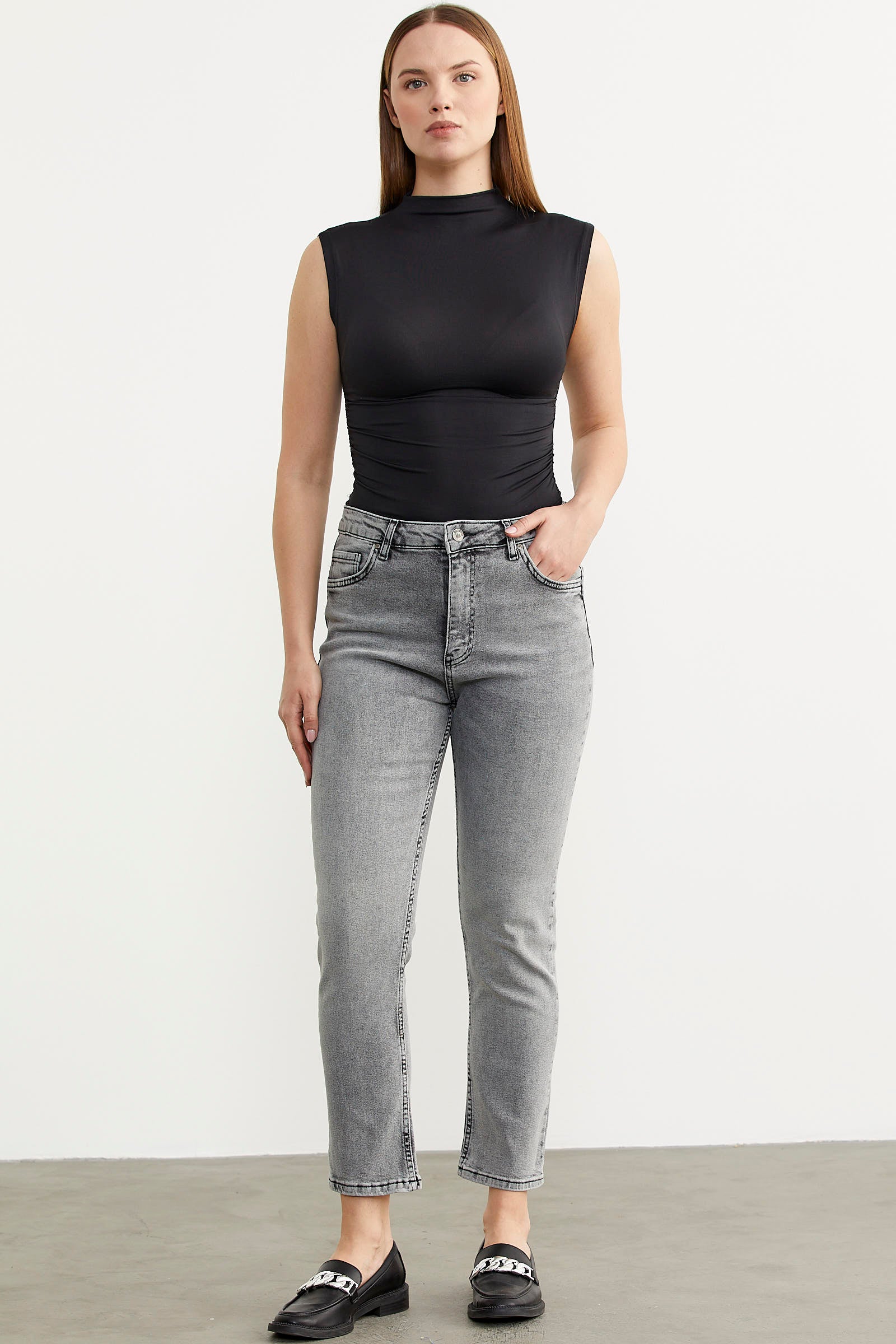 Straight Comfort Fit Jean Pantolon - Açık Gri (2) Sementa