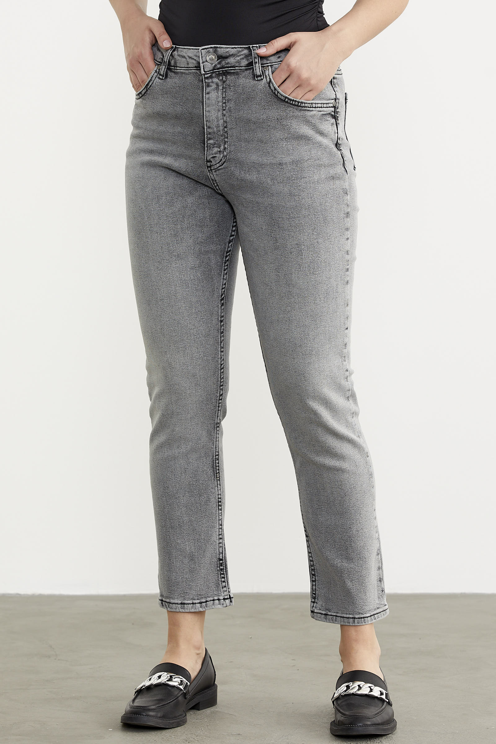 Straight Comfort Fit Jean Pantolon - Açık Gri (4) Sementa