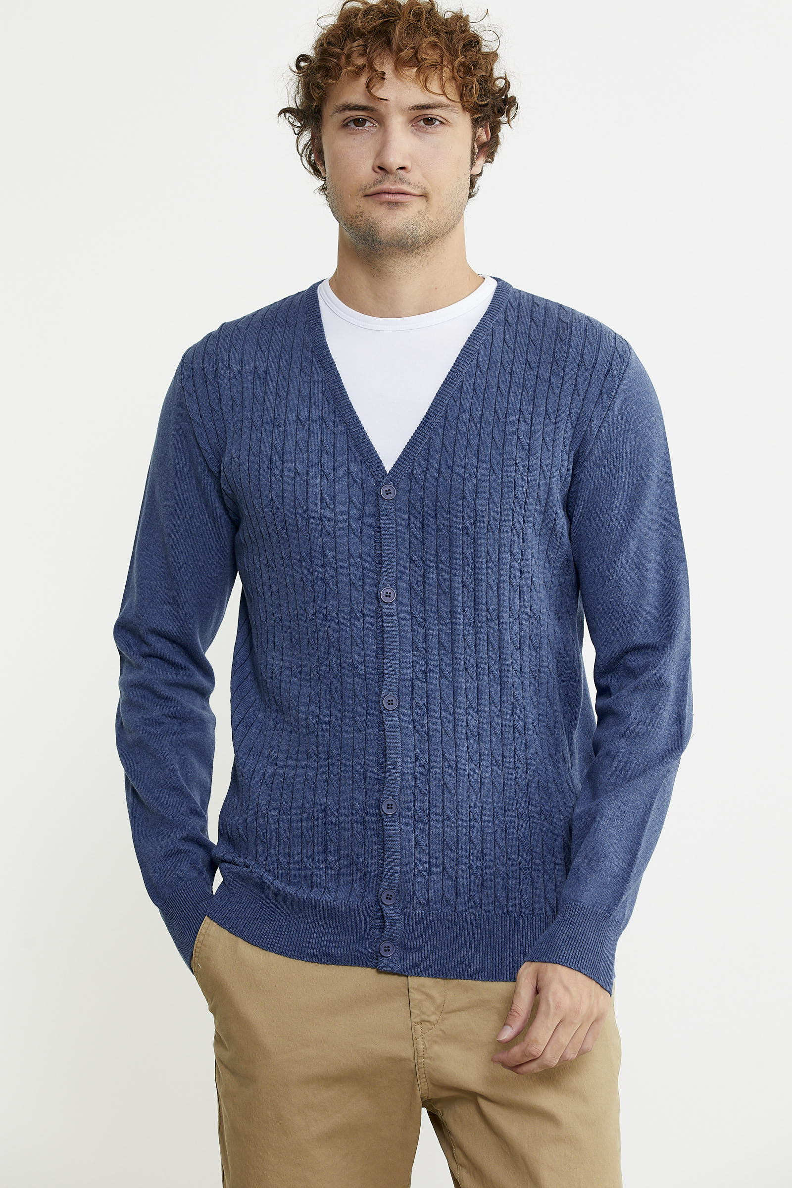 Süet Garnili Saç Örgülü Triko Hırka - Indigo - Sementa