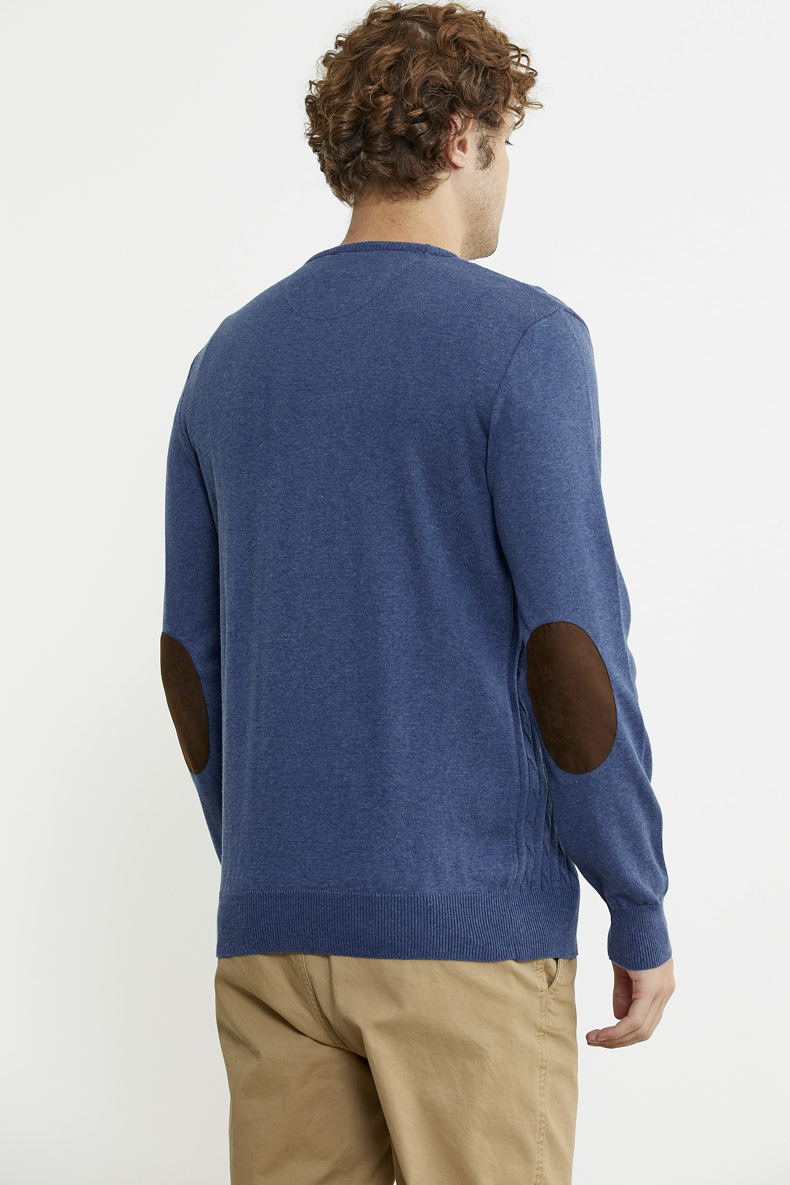 Süet Garnili Saç Örgülü Triko Hırka - Indigo - Sementa