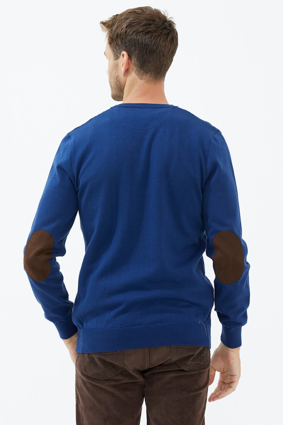 Süet Garnili Saç Örgülü Triko Kazak - Lacivert (4) Sementa