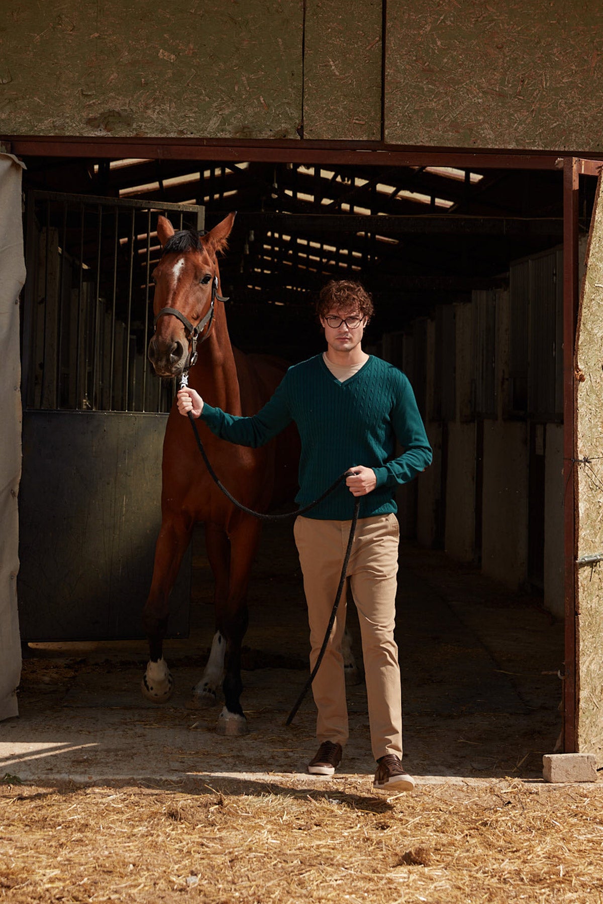 Süet Garnili Saç Örgülü Triko Kazak - Yeşil (2) Sementa