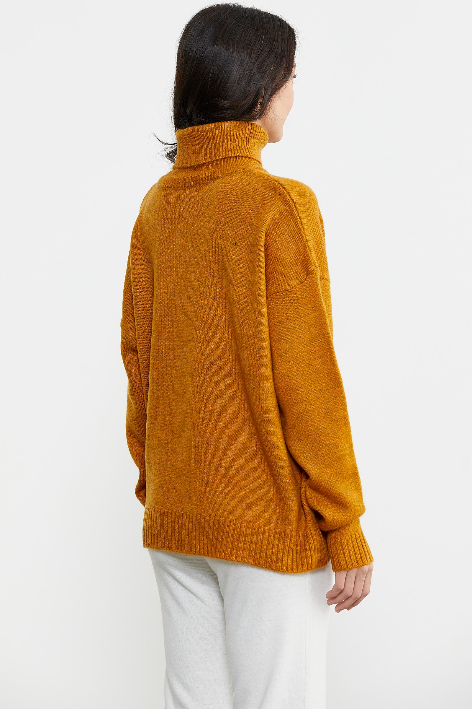 Tam Balıkçı Dökümlü Triko Kazak - Hardal (4) Sementa