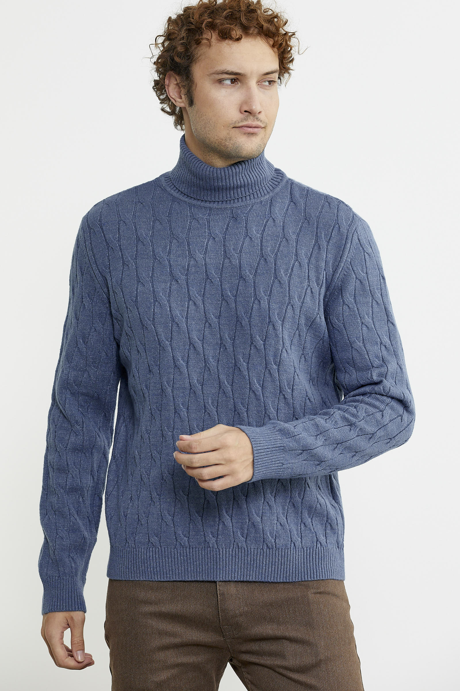 Tam Balıkçı Saç Örgü Triko Kazak - Indigo - Sementa