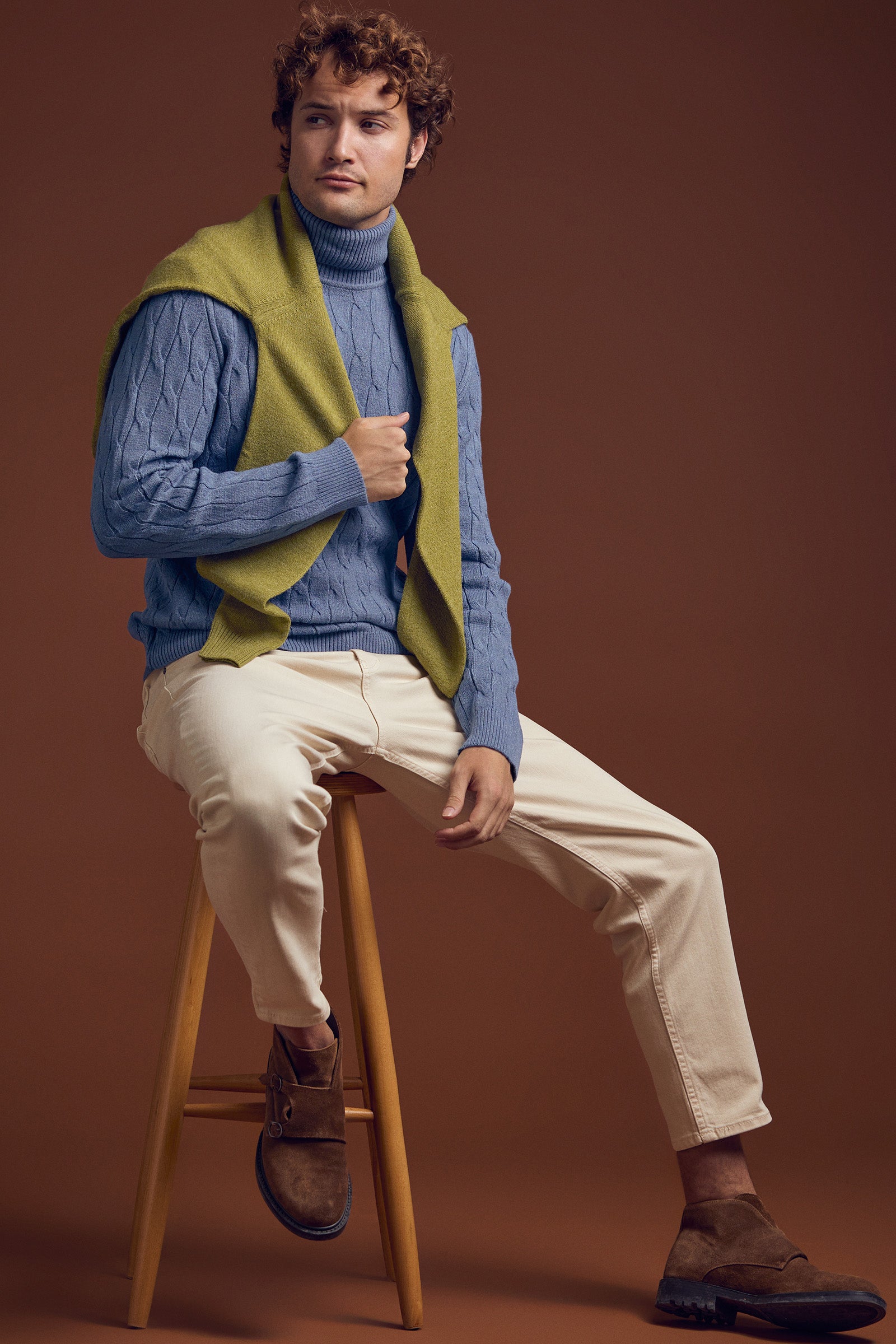 Tam Balıkçı Saç Örgü Triko Kazak - Indigo - Sementa