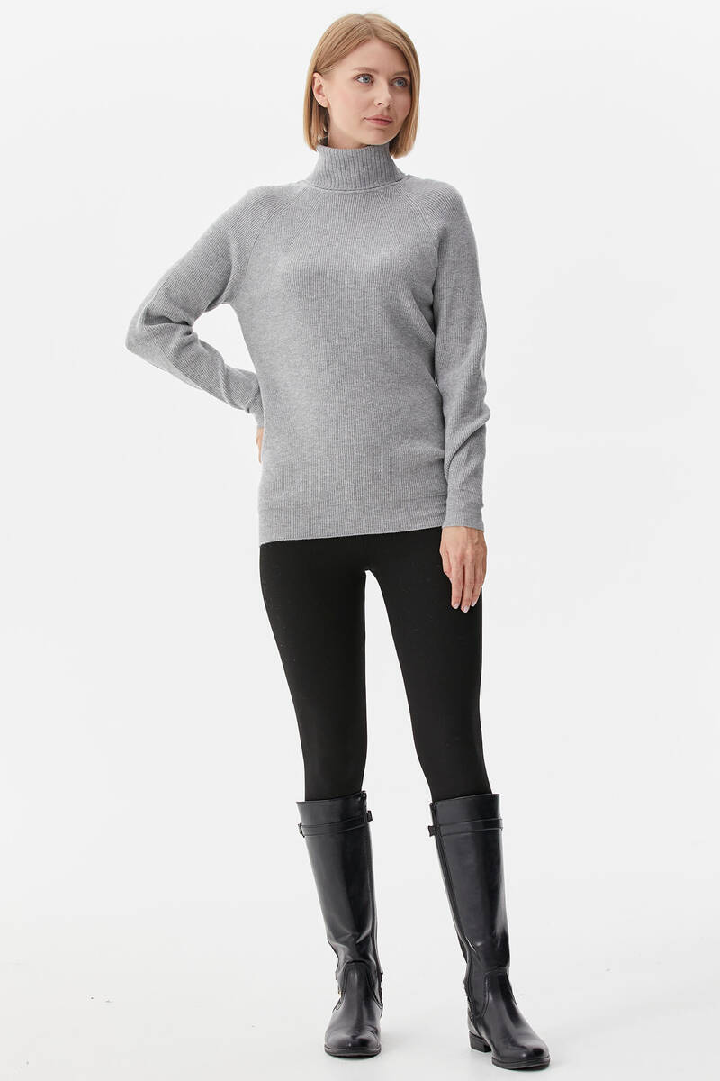 Tam Balıkçı Triko Kazak - Açık Gri (3) Sementa