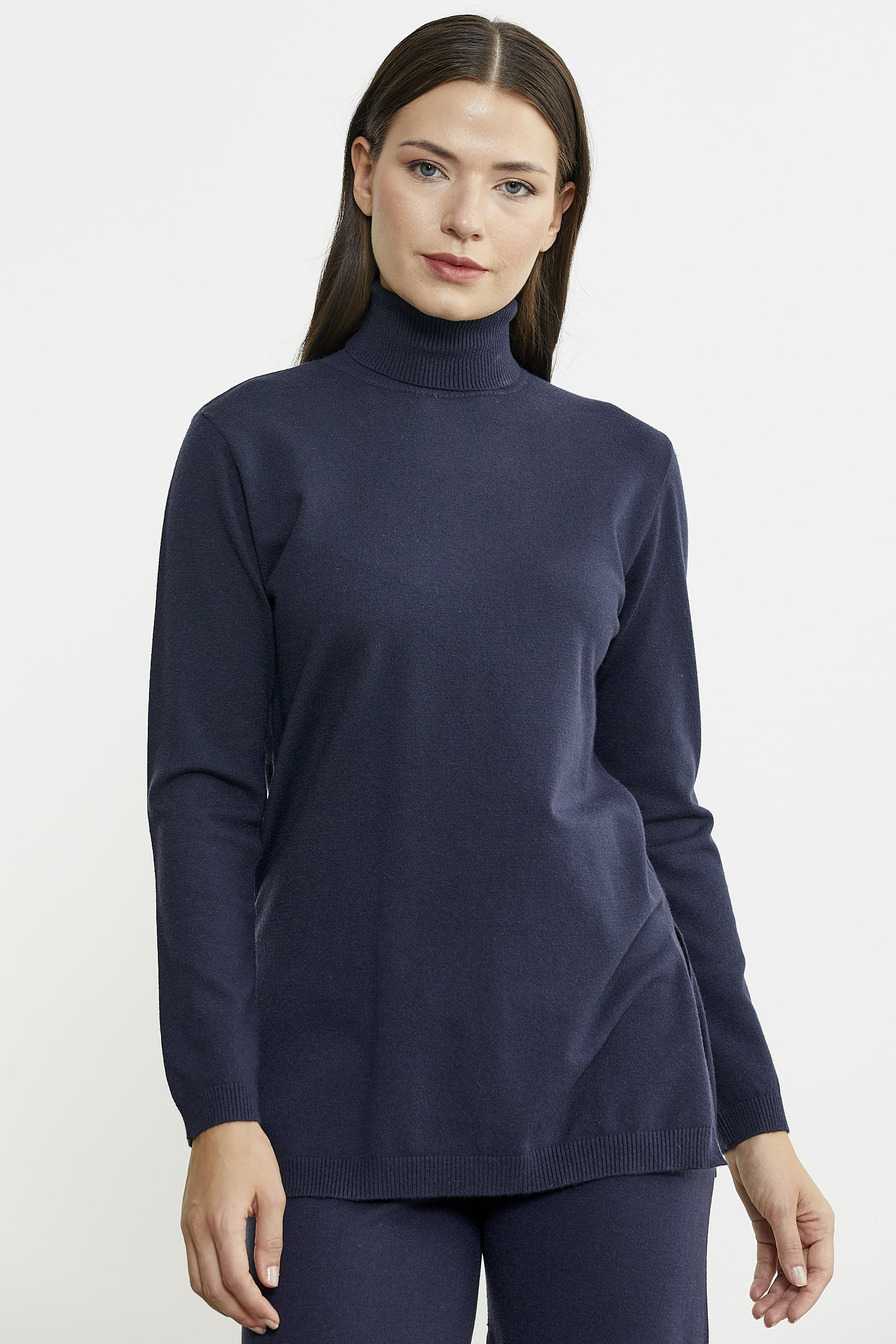 Tam Balıkçı Yaka Kazak Pantolon Triko Takım - Lacivert - Sementa