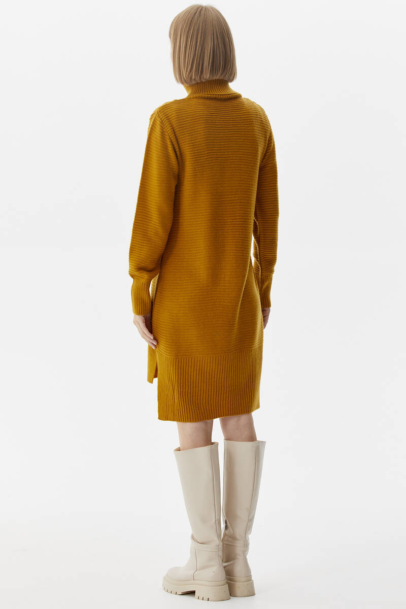 Tam Balıkçı Yaka Triko Tunik - Hardal (5) Sementa