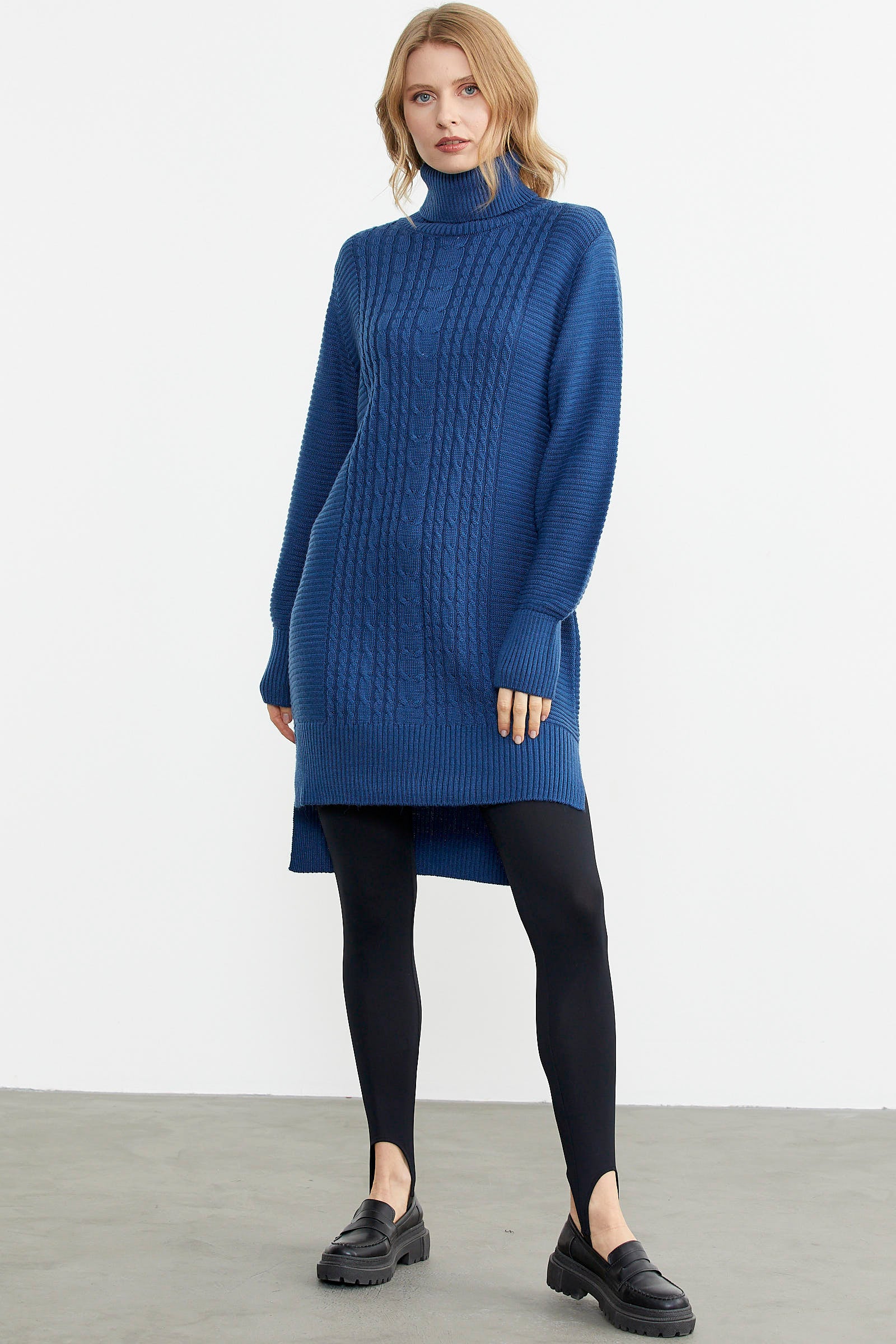 Tam Balıkçı Yaka Triko Tunik - Indigo (2) Sementa