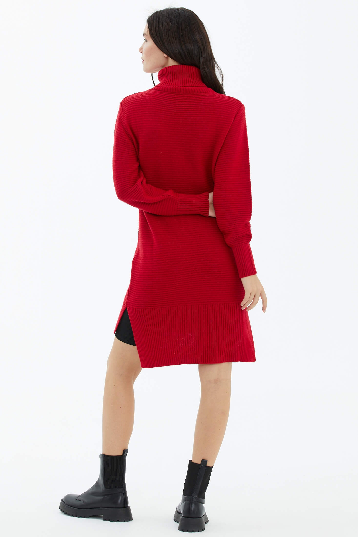 Tam Balıkçı Yaka Triko Tunik - Kırmızı (4) Sementa