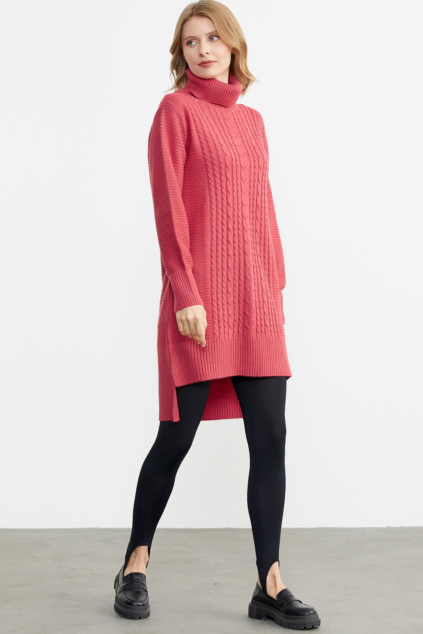 Tam Balıkçı Yaka Triko Tunik - Mercan (2) Sementa