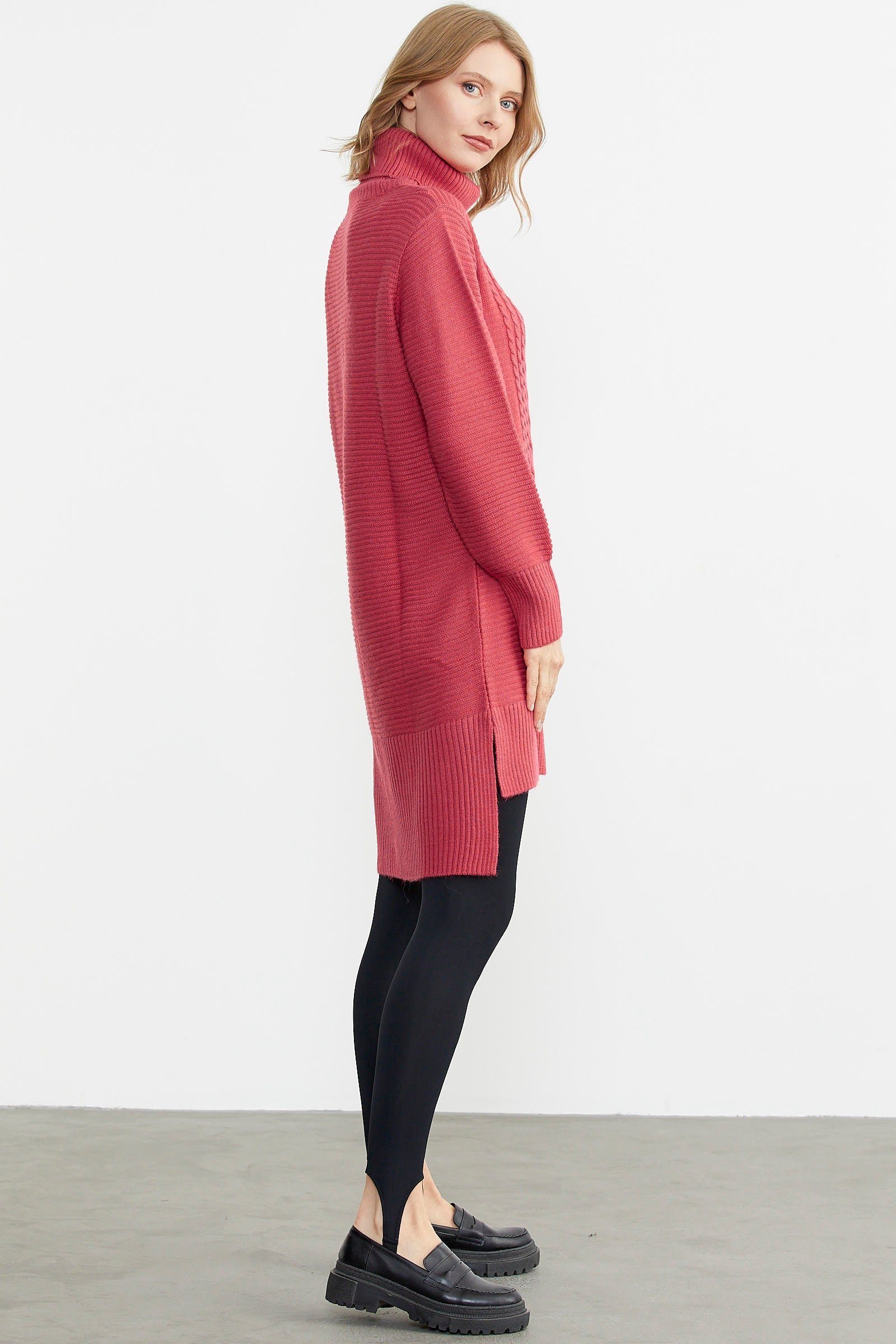 Tam Balıkçı Yaka Triko Tunik - Mercan (4) Sementa