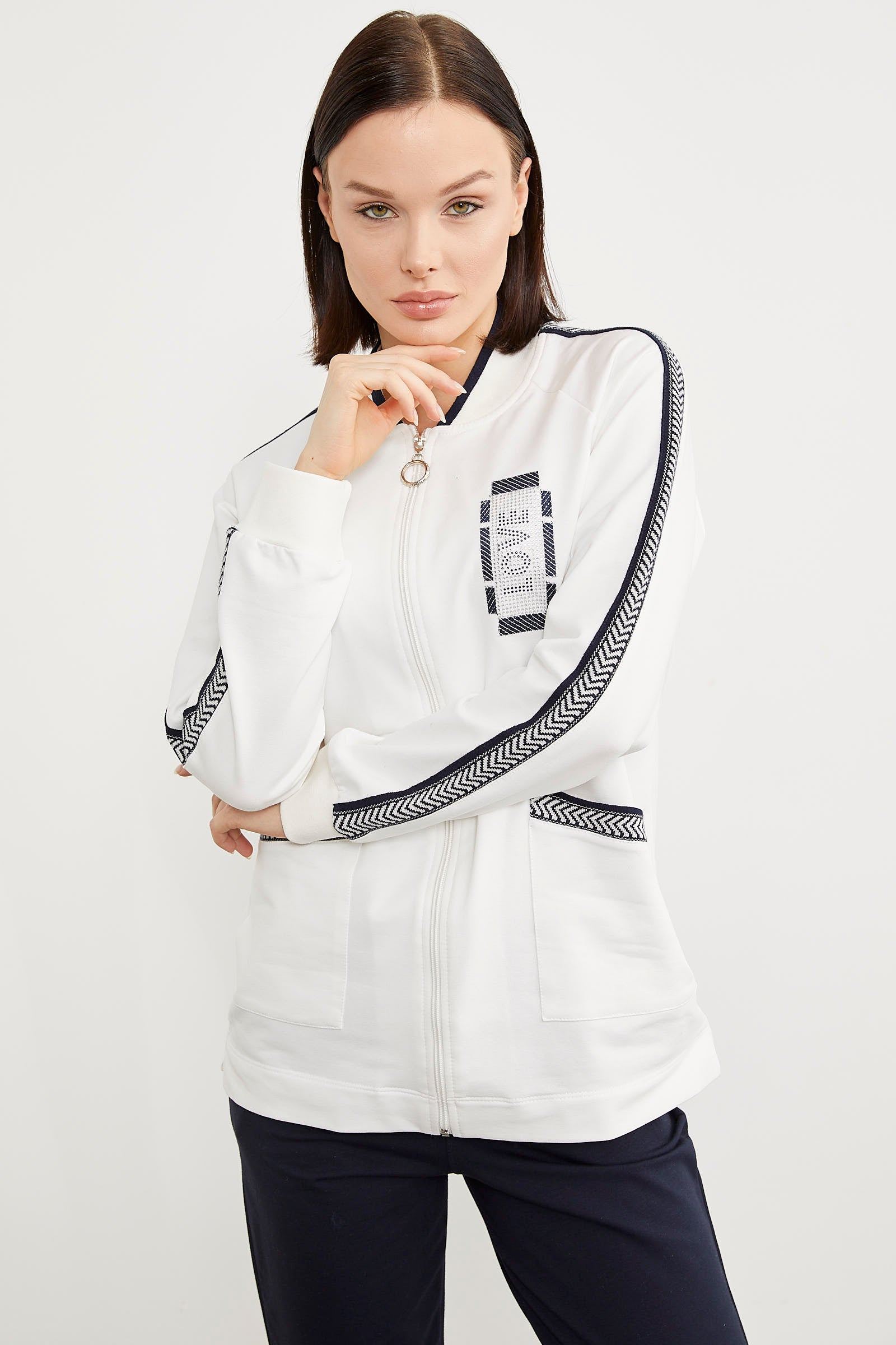 Taş Baskılı Tunik Eşofman Takım - Ekru (5) Sementa