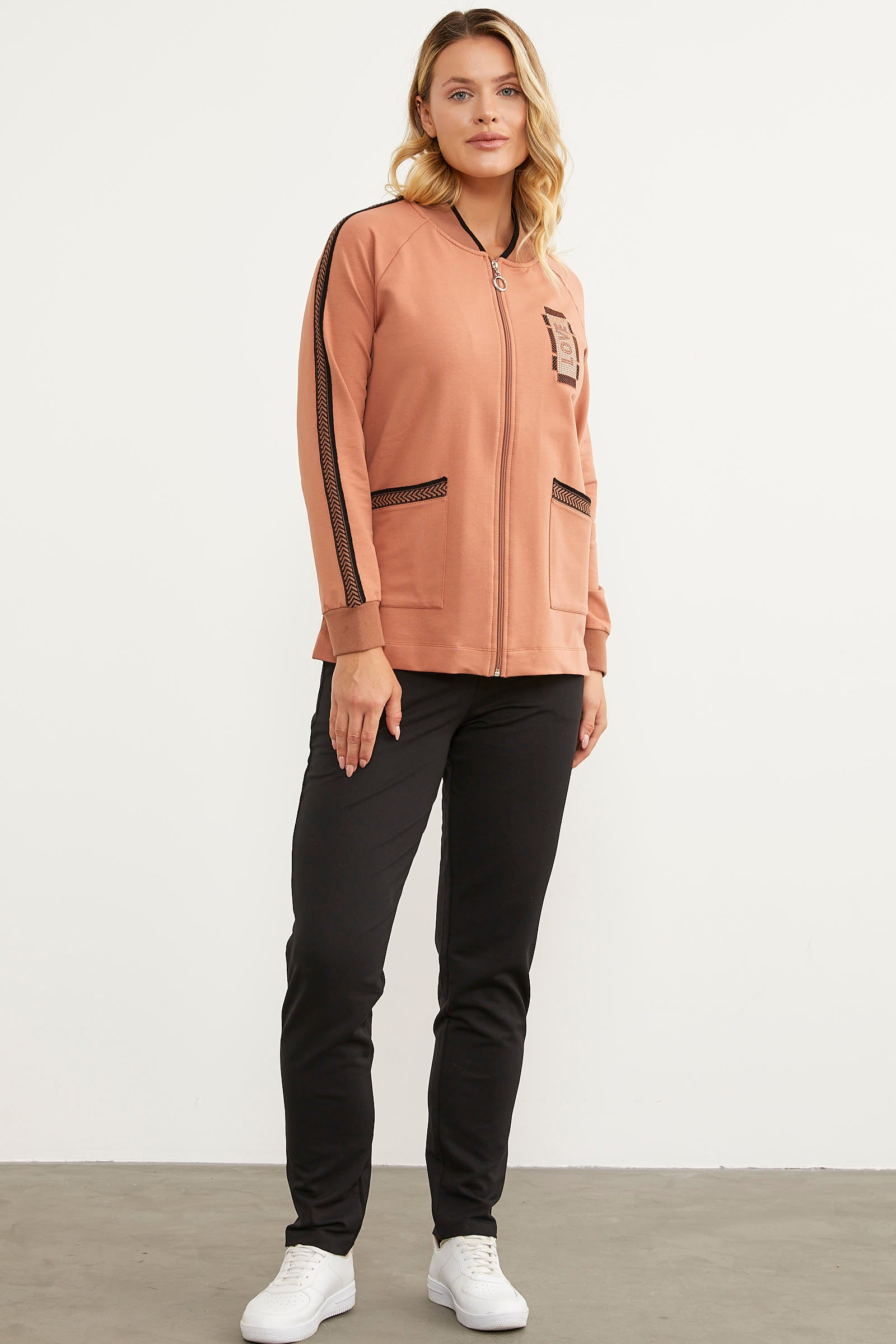 Taş Baskılı Tunik Eşofman Takım - Somon (5) Sementa