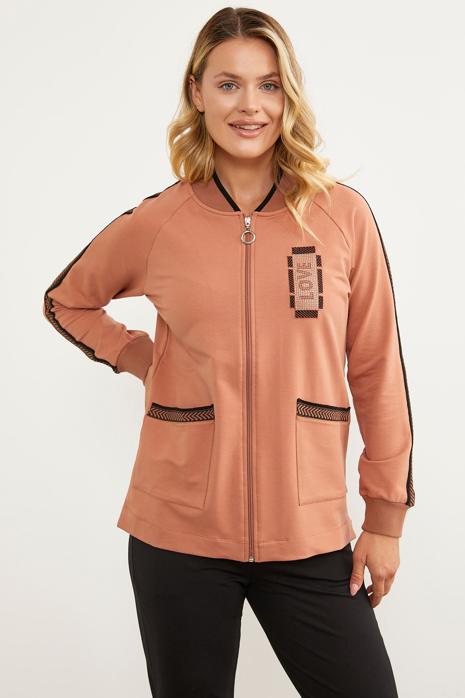 Taş Baskılı Tunik Eşofman Takım - Somon (7) Sementa