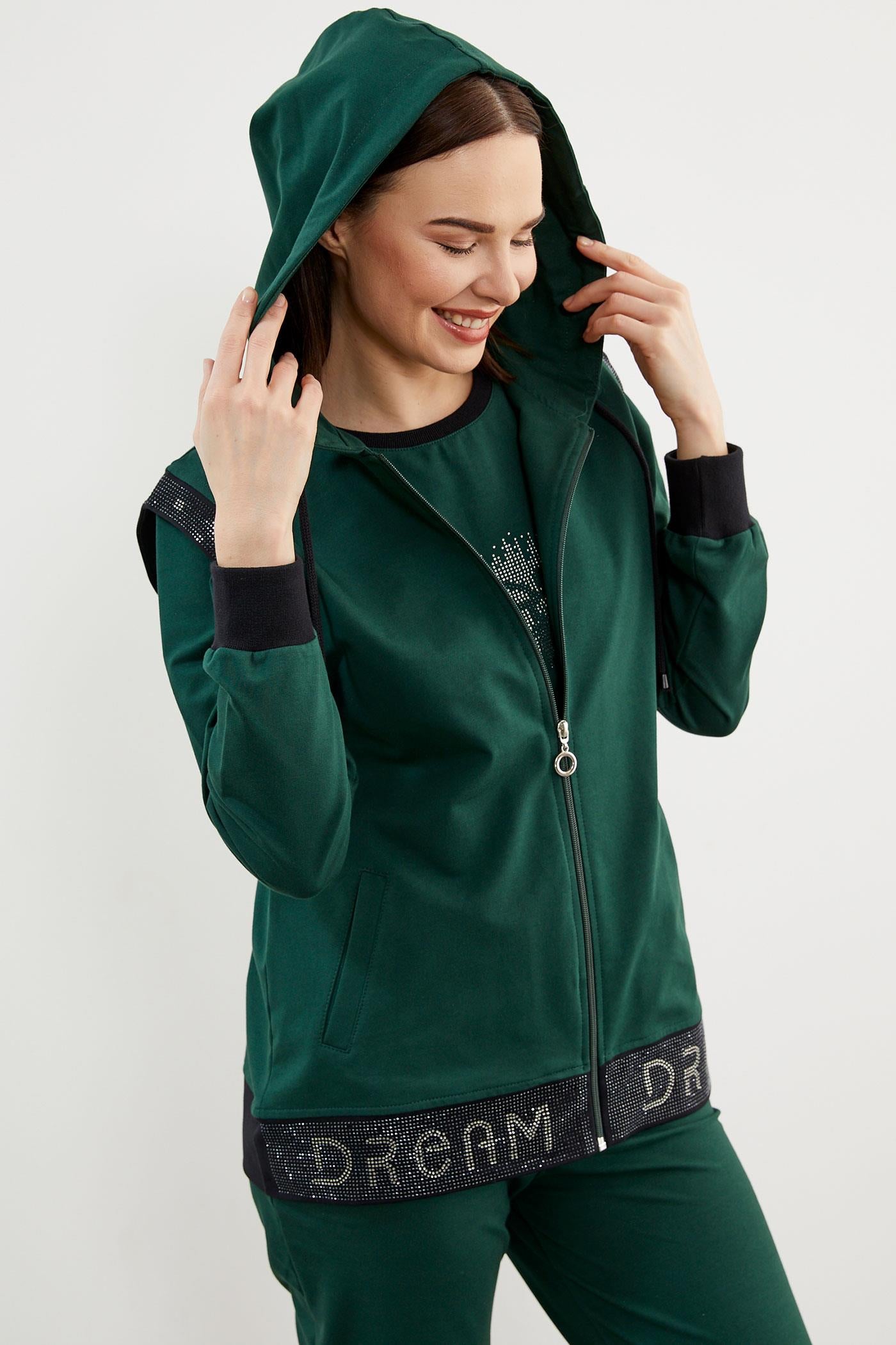 Taş Detaylı Geniş Kalıp Üçlü Eşofman Takım - Petrol (6) Sementa