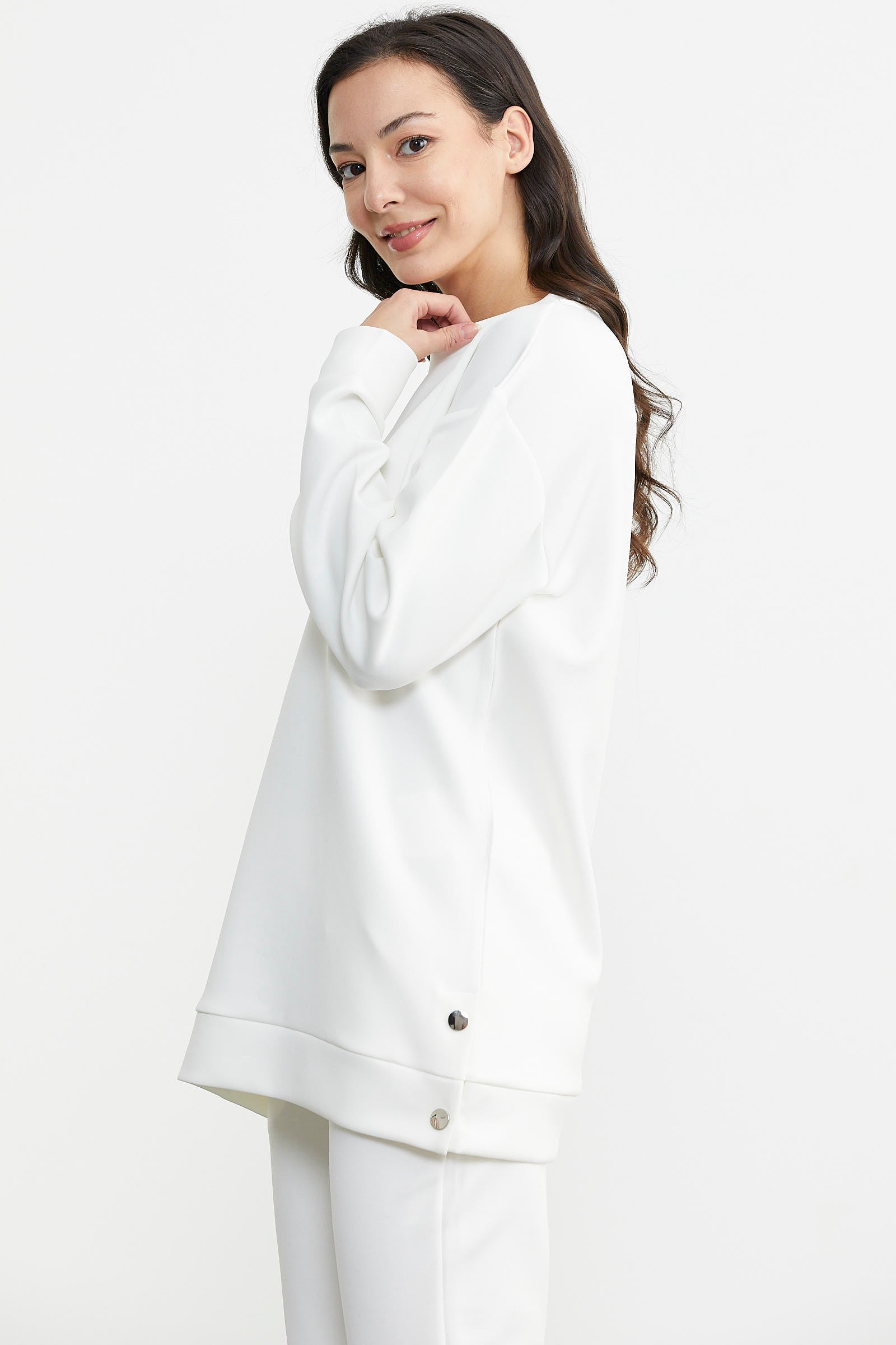 Taş Detaylı Rahat Kalıp Eşofman Takım - Ekru (3) Sementa