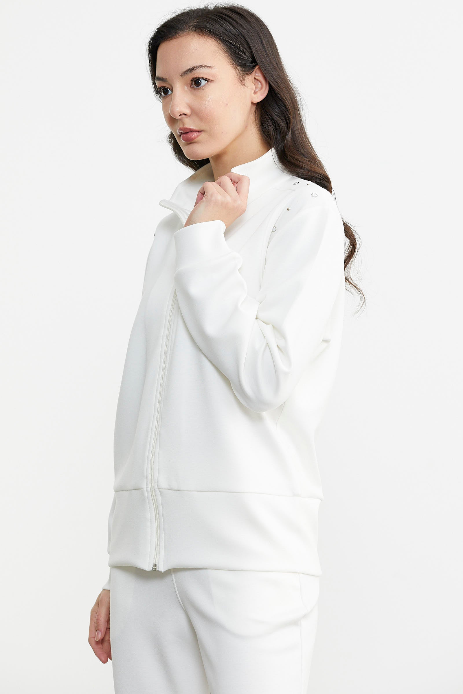 Taş Detaylı Scuba Eşofman Takım - Ekru (4) Sementa