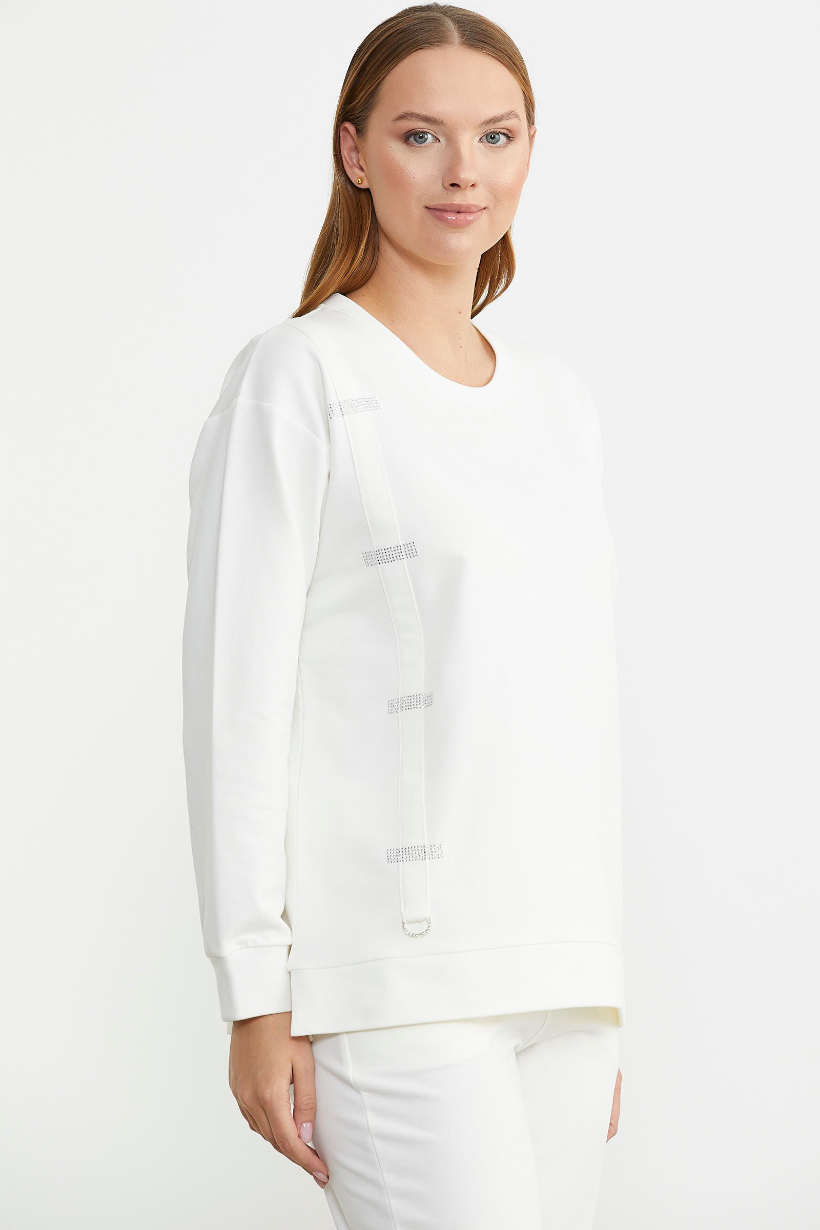 Taş Detaylı Sıfır Yaka Eşofman Takım - Ekru - Sementa