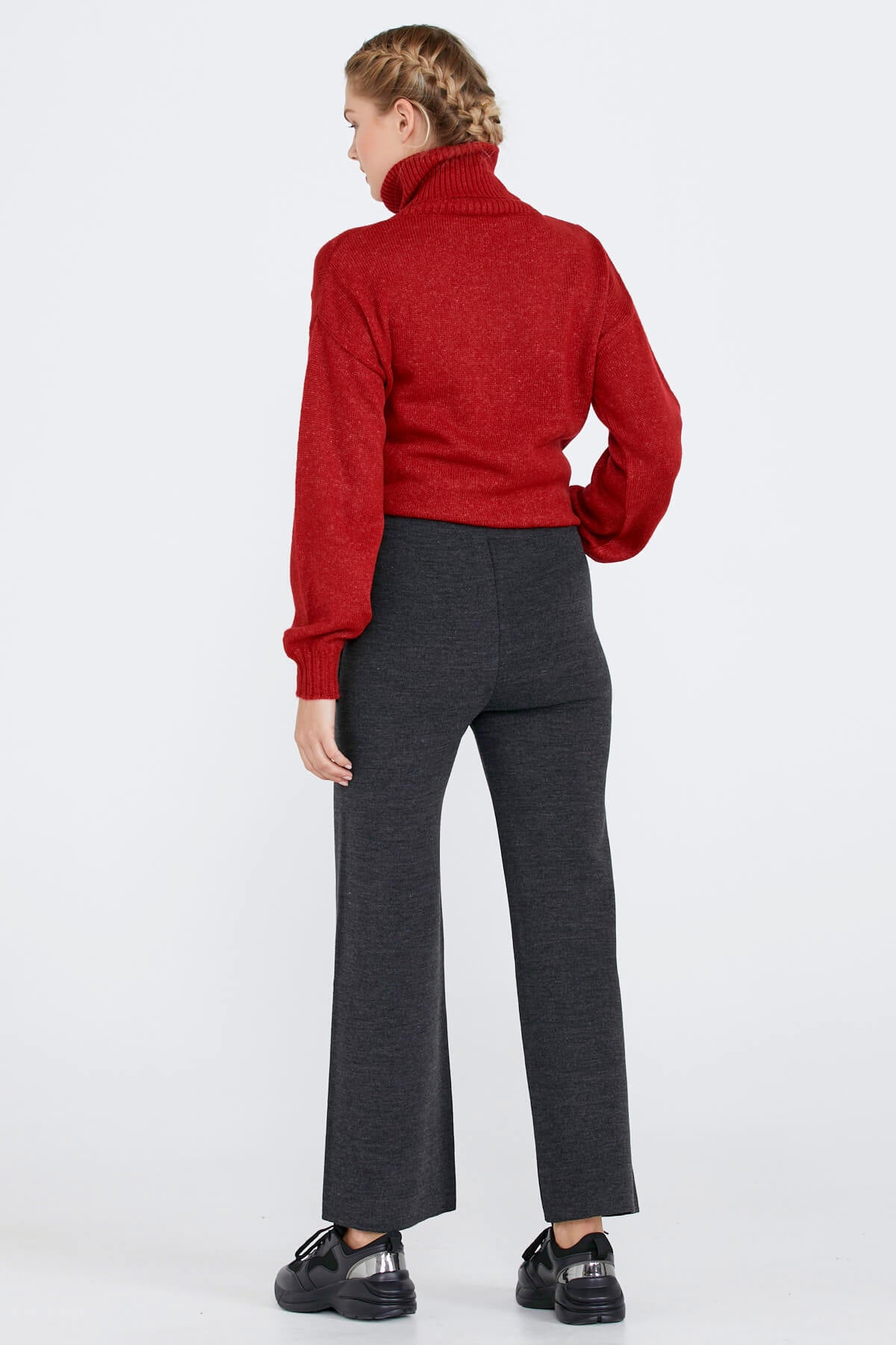 Triko Kadın Cepli Pantolon - Antrasit (4) Sementa