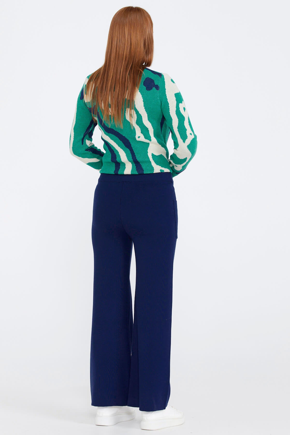 Triko Kadın Cepli Pantolon - Lacivert (4) Sementa