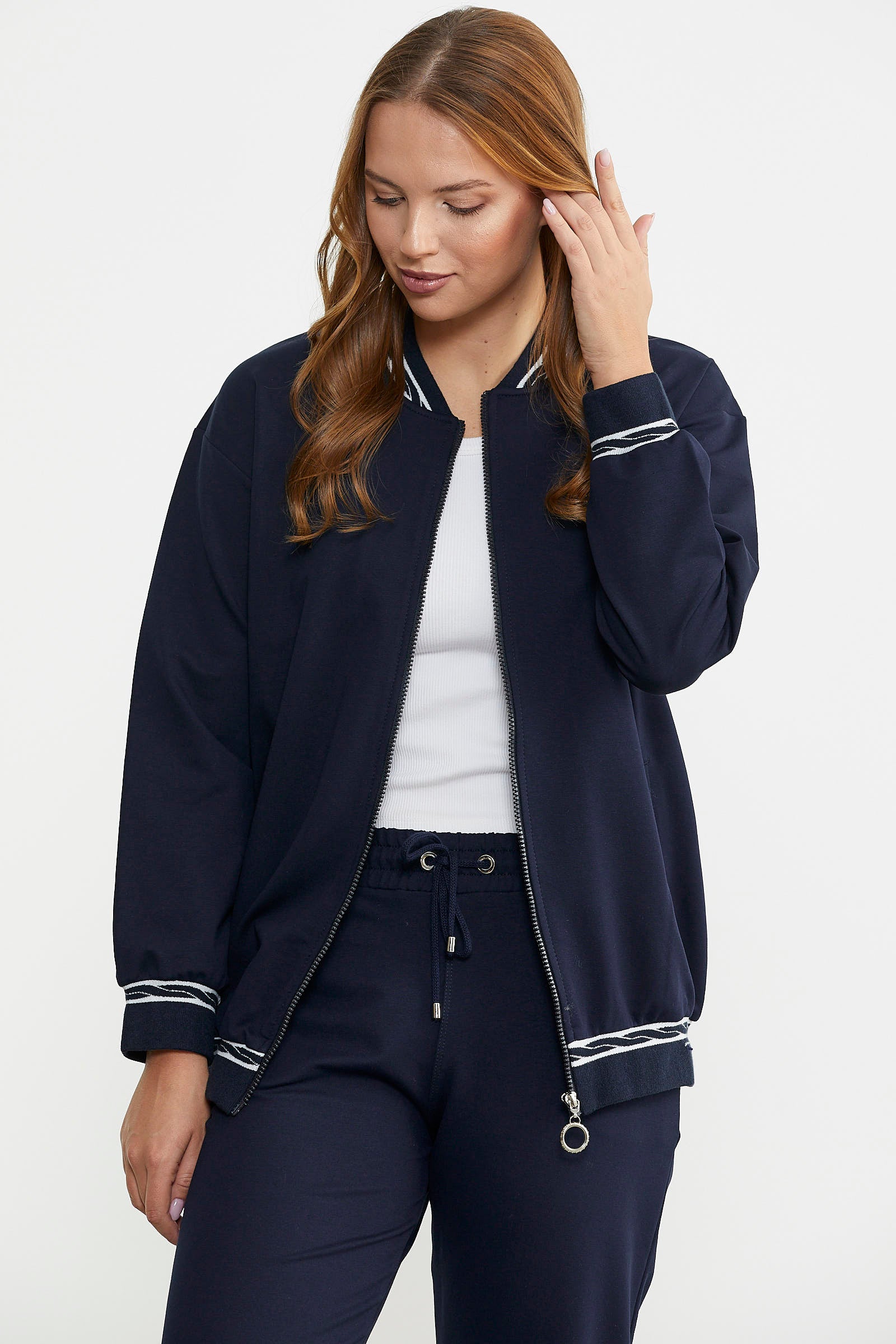 Ribanalı Tunik Eşofman Takım - Lacivert - Sementa